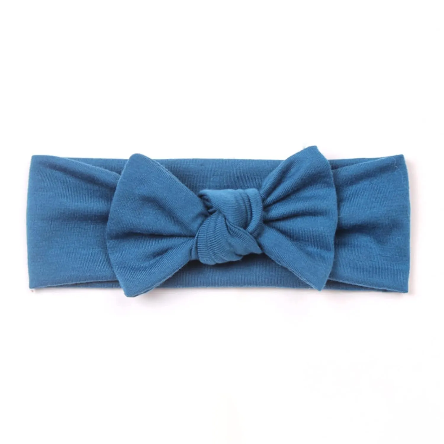 Children Headwrap Toddler Infant Baby Boys Girls Stretch Solid Bow Hairband Headwear Headband 0-3 Years (Navy, One Size)