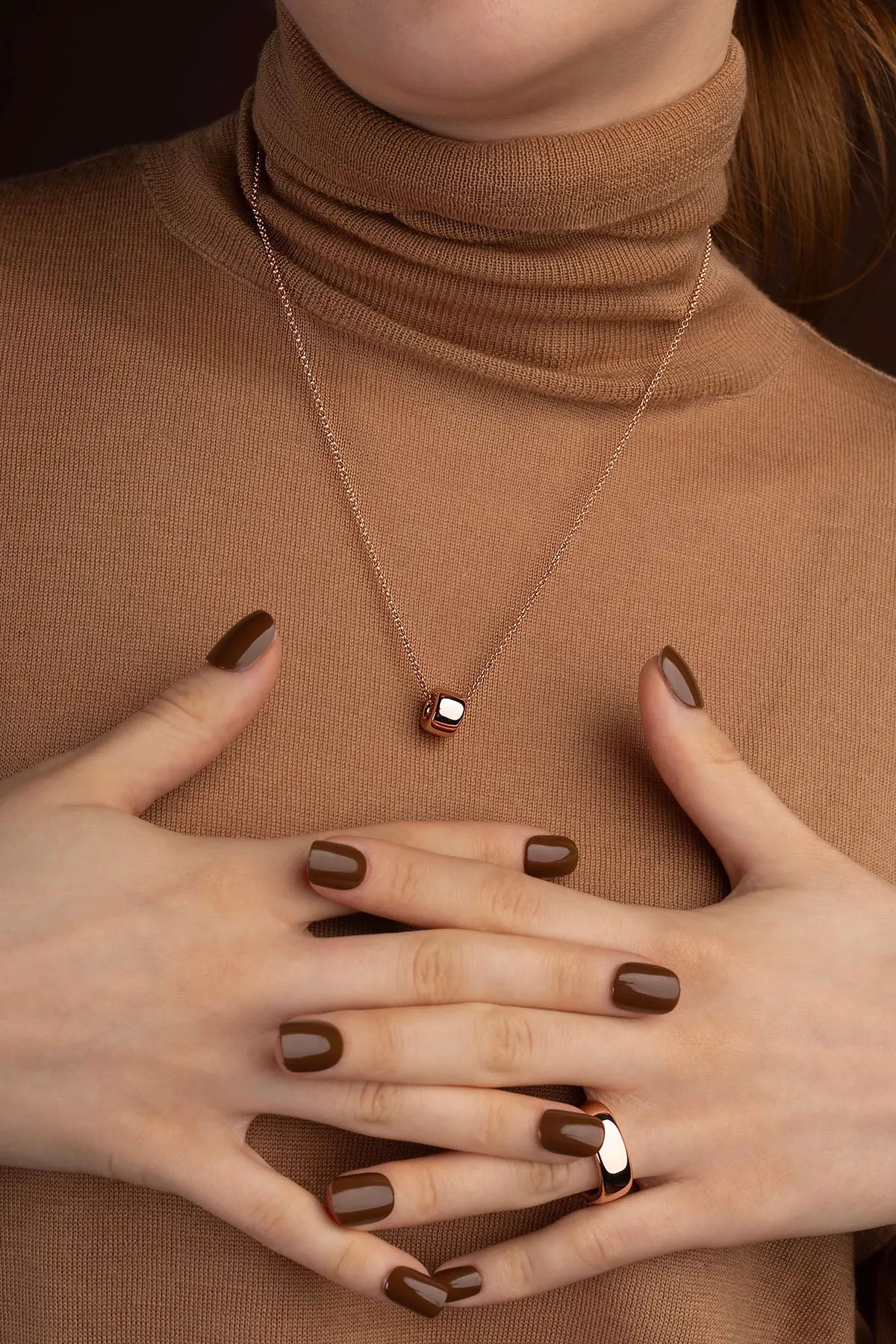 Chunky Rose Gold Pendant Adjustable Necklace