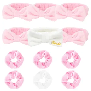 CIEHER 12 Pcs Bachelorette Party Favors - 6 Spa Headbands   6 Velvet Hair Scrunchies Ties Set, Bachelorette Party Spa Headband for Bride Bridesmaid, Bachelorette Gifts for Bride