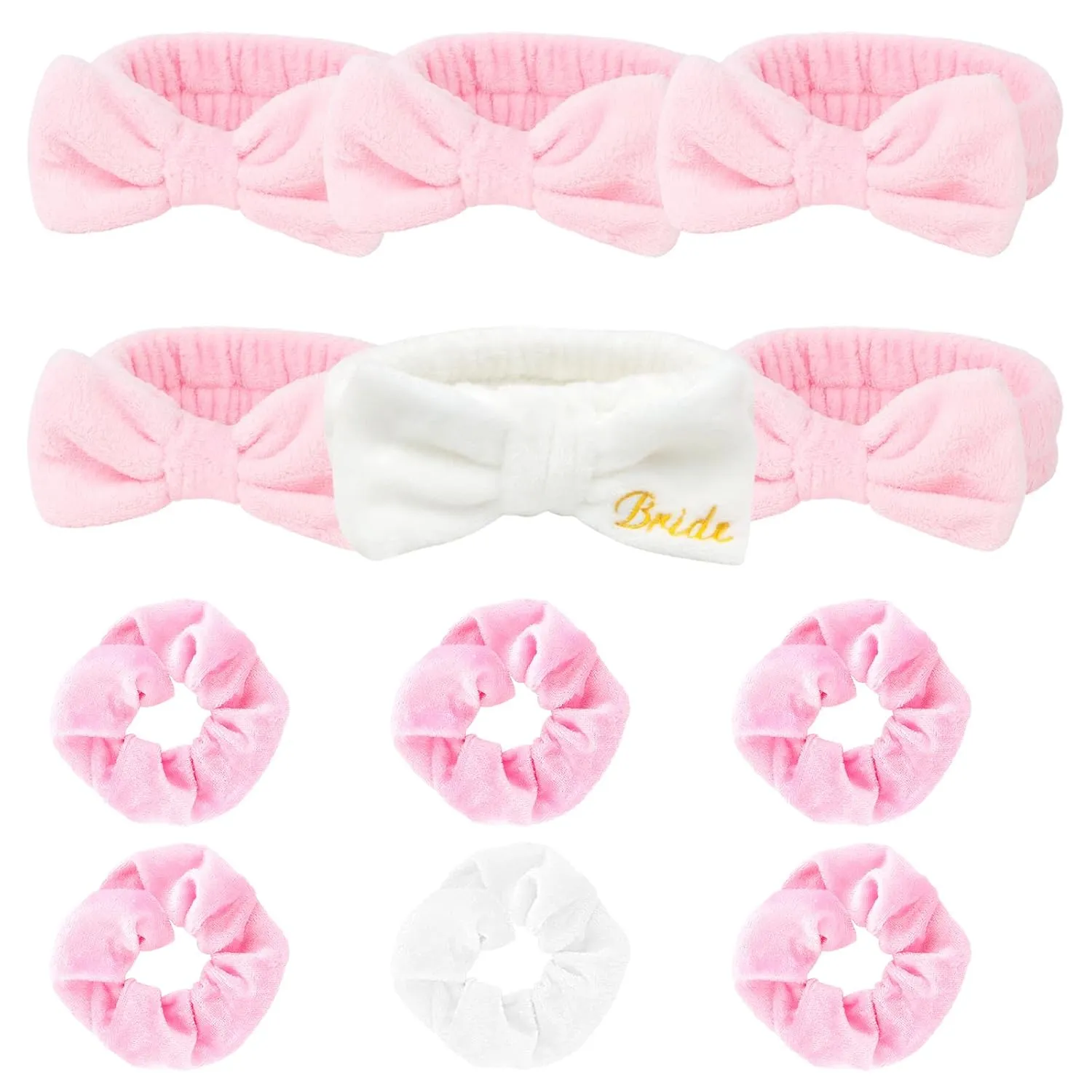 CIEHER 12 Pcs Bachelorette Party Favors - 6 Spa Headbands   6 Velvet Hair Scrunchies Ties Set, Bachelorette Party Spa Headband for Bride Bridesmaid, Bachelorette Gifts for Bride