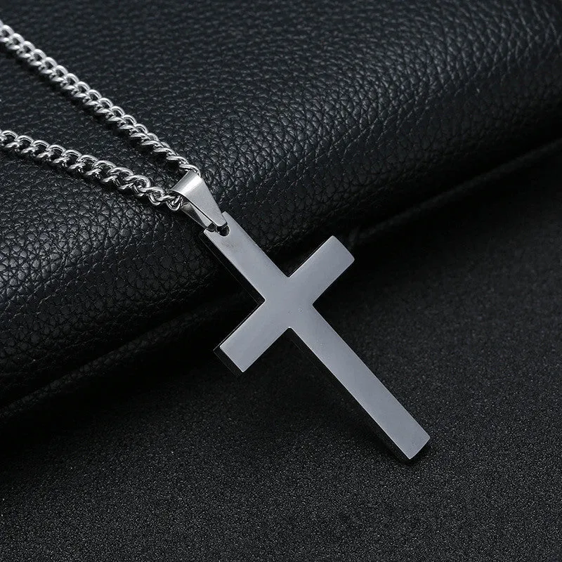 Classic Cross Men's Pendant Necklace Fashion Stainless Steel