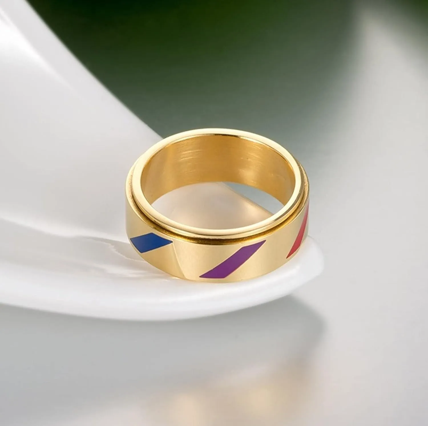 Couple Matching Rings Silver Ring Rainbow, Stainless Steel Couple Rings