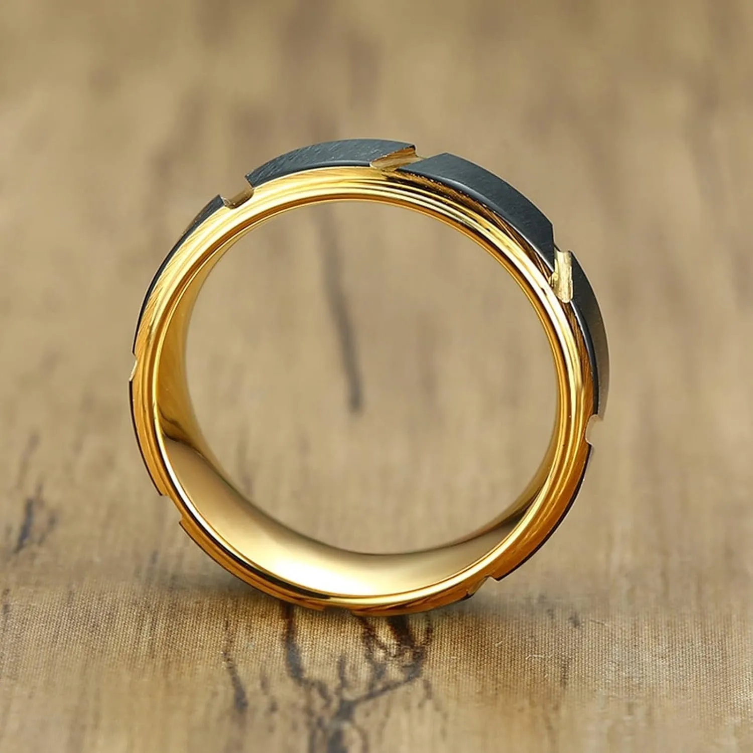 Couple Rings Tungsten, Matching Couple Rings Gold Plated Black Brushed Ring 8mm Valentine's Day Couple Rings