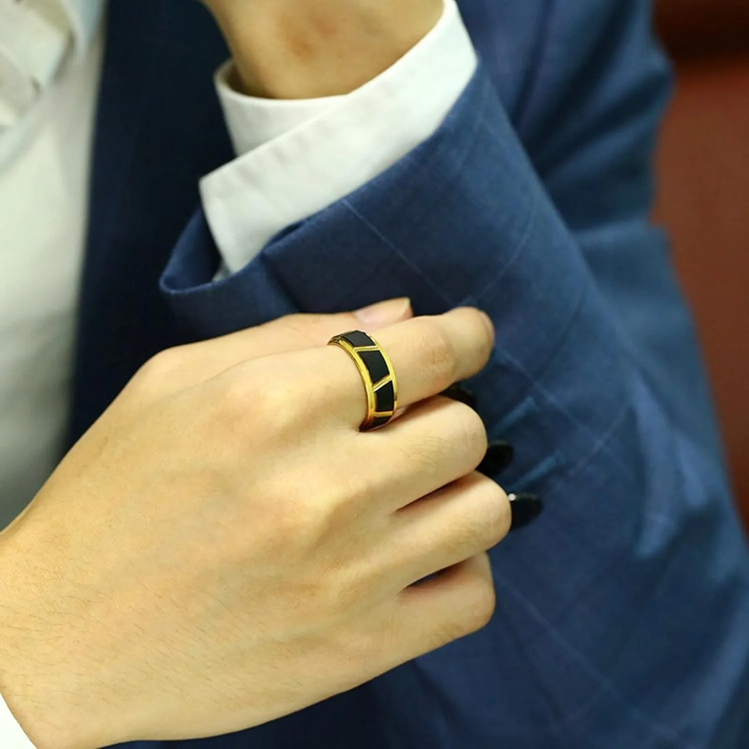 Couple Rings Tungsten, Matching Couple Rings Gold Plated Black Brushed Ring 8mm Valentine's Day Couple Rings
