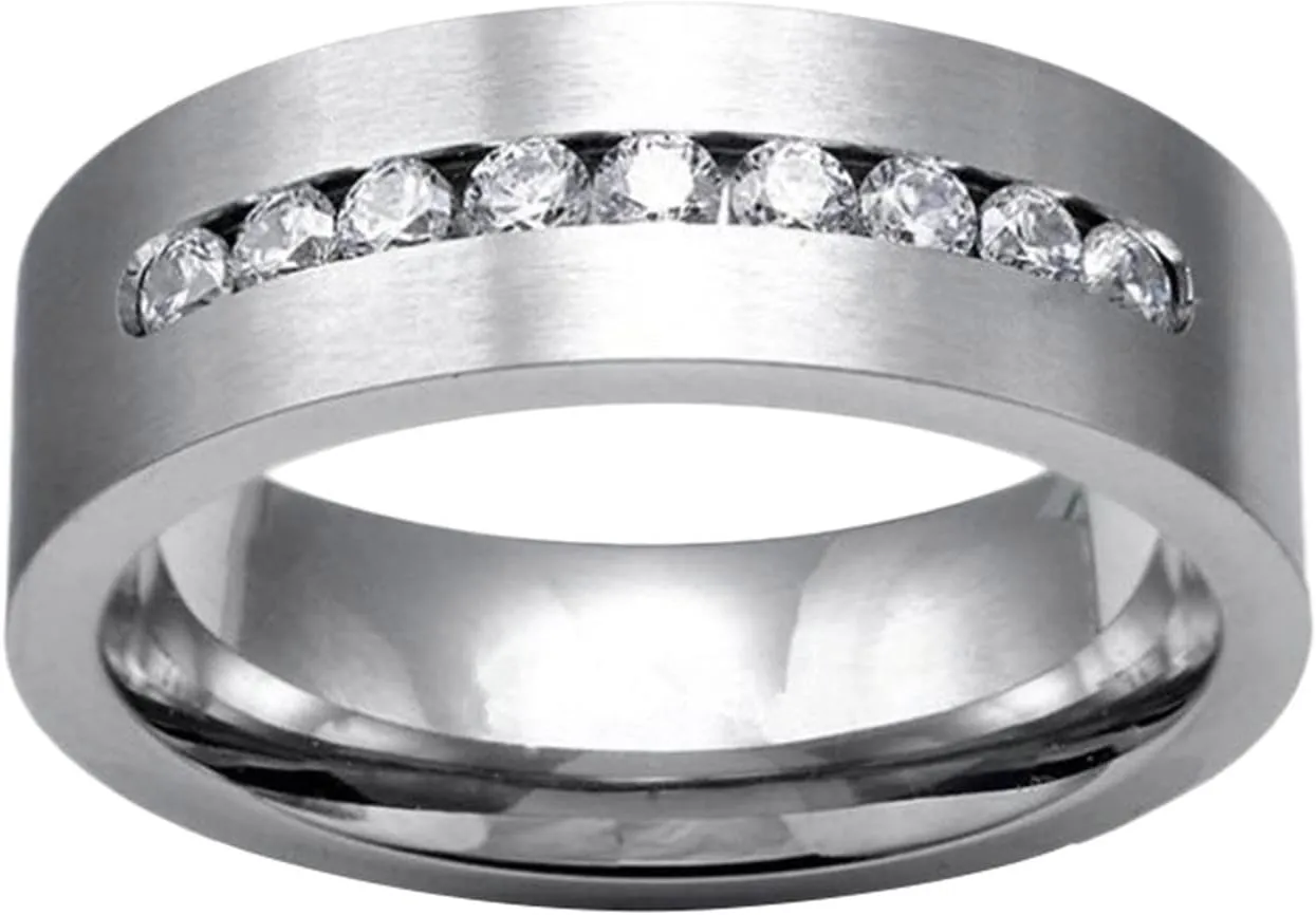Couples Matching Rings Engagement Ring Titanium Wedding Band for Women Men Simulated Diamond Anniversary Ring
