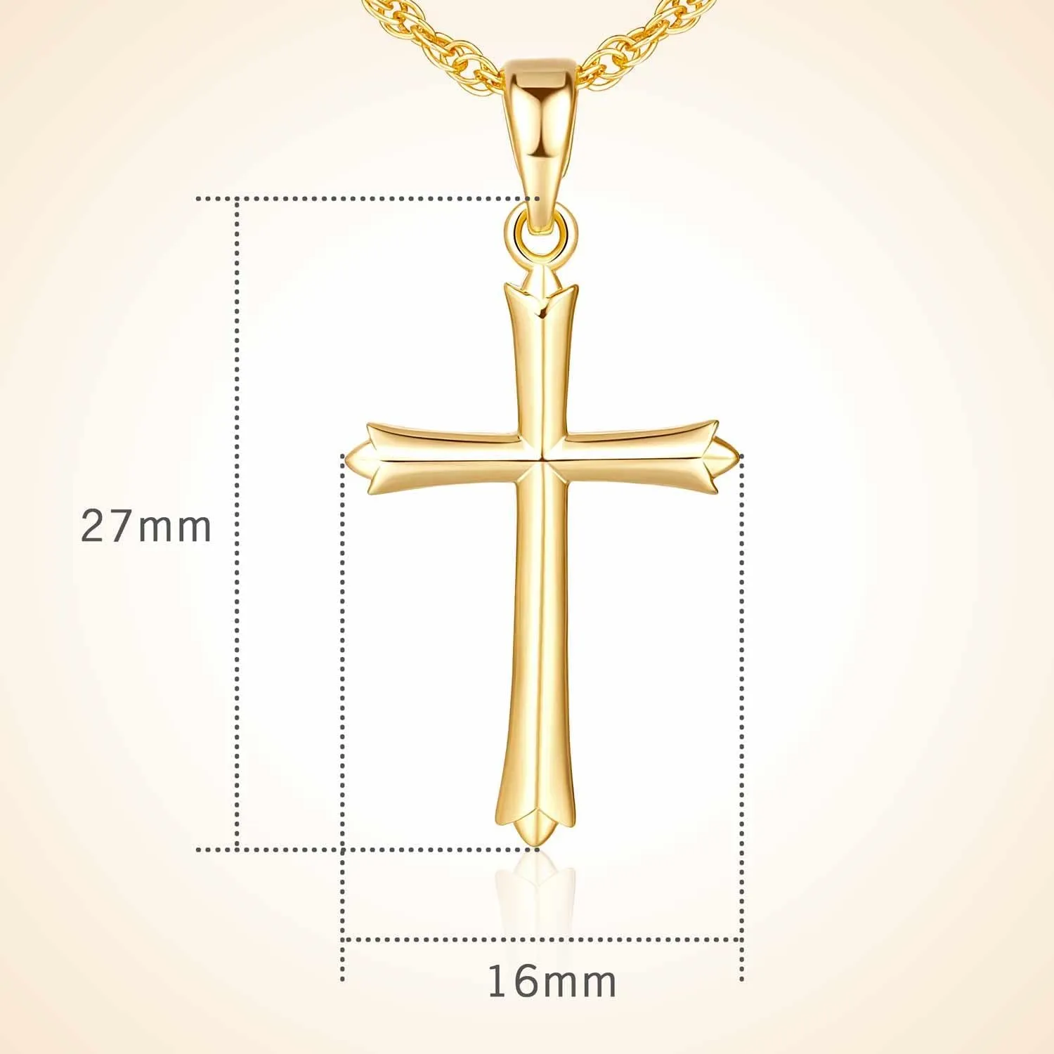 Cross Necklace 14K Gold Cross Necklaces for Women Simple Gold Chain Necklace for Womens Necklaces Pendant 22mm 27mm