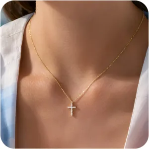 Cross Necklace for Women Girls, Faith Gifts for Her, Minimalism Style Jewelry for Everyday Wear
