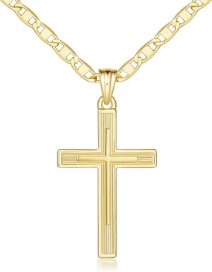 Cross Necklace Gold Cross Necklaces for Women 14K Gold Necklace for Women Double-Layered Womens Pendant Necklaces 26/30mm