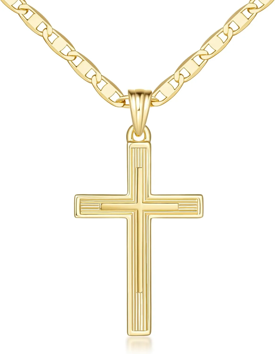 Cross Necklace Gold Cross Necklaces for Women 14K Gold Necklace for Women Double-Layered Womens Pendant Necklaces 26/30mm