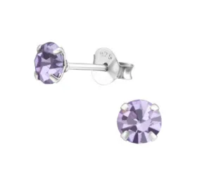 Crystal Violet Silver Ear Stud - Elegant and Unique Accessory for Any Occasion - Handmade Jewelry