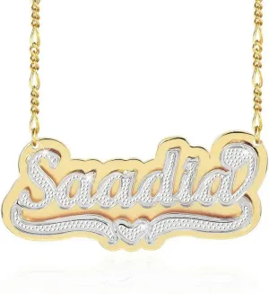 Custom Name Necklace Double Plated Name Necklace Personalized Name Plate Necklaces Name Necklaces for Women 18k Gold Plated Nameplate Pendant