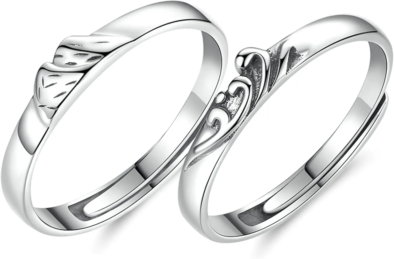 Custom Ring Sets for Couples, His and Hers Wedding Ring Sets Adjustable 925 Sterling Silver Mountain and Sea Ring