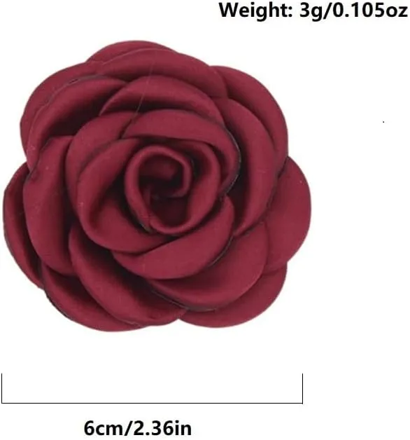 Cute Rose Flower Pins Brooches for Clothes Women Sweet Silk Fabric Statement Floral Lapel Pin Camellia Petal Brooch Trendy Costume Dress Prom Jewelry