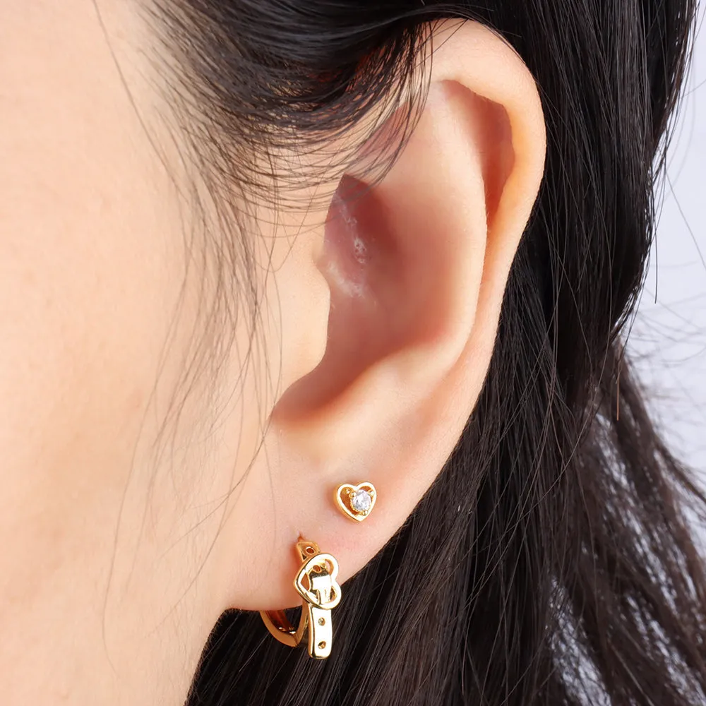 Cutout Heart Gemstone Stud
