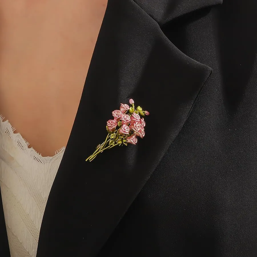 Dainty Flower Brooch Pins for Women Elegant Rhinestone Brooch Pin Cubic Zircon Pearl Enamel Badges Lapel Pins Trendy Banquet Prom Dress Jewelry Accessories Mother's Day Gift