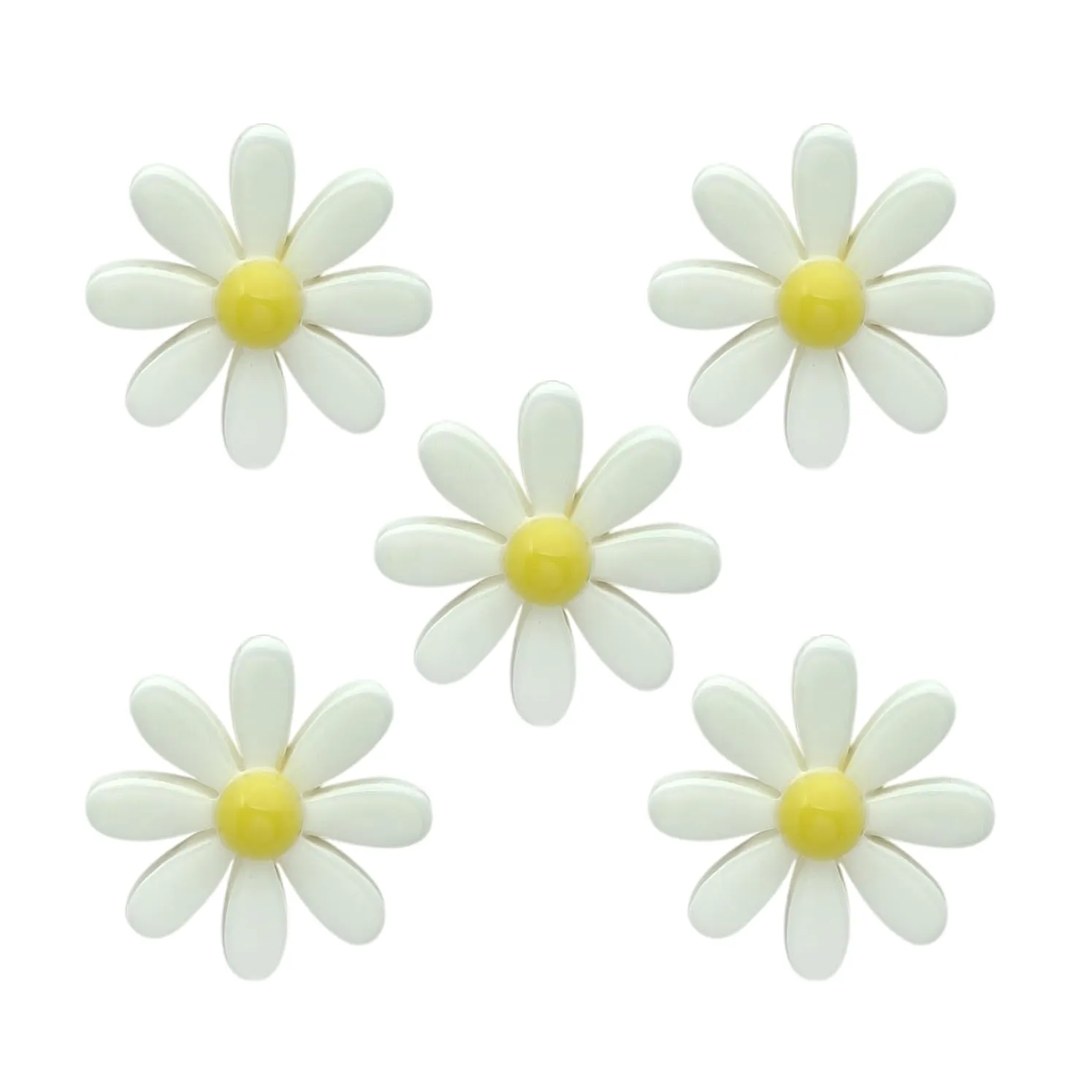 Daisy Flower broochs, Set of 5, Small Lapel Pins for Dresses, backpacks, jumpers (5pcs white)