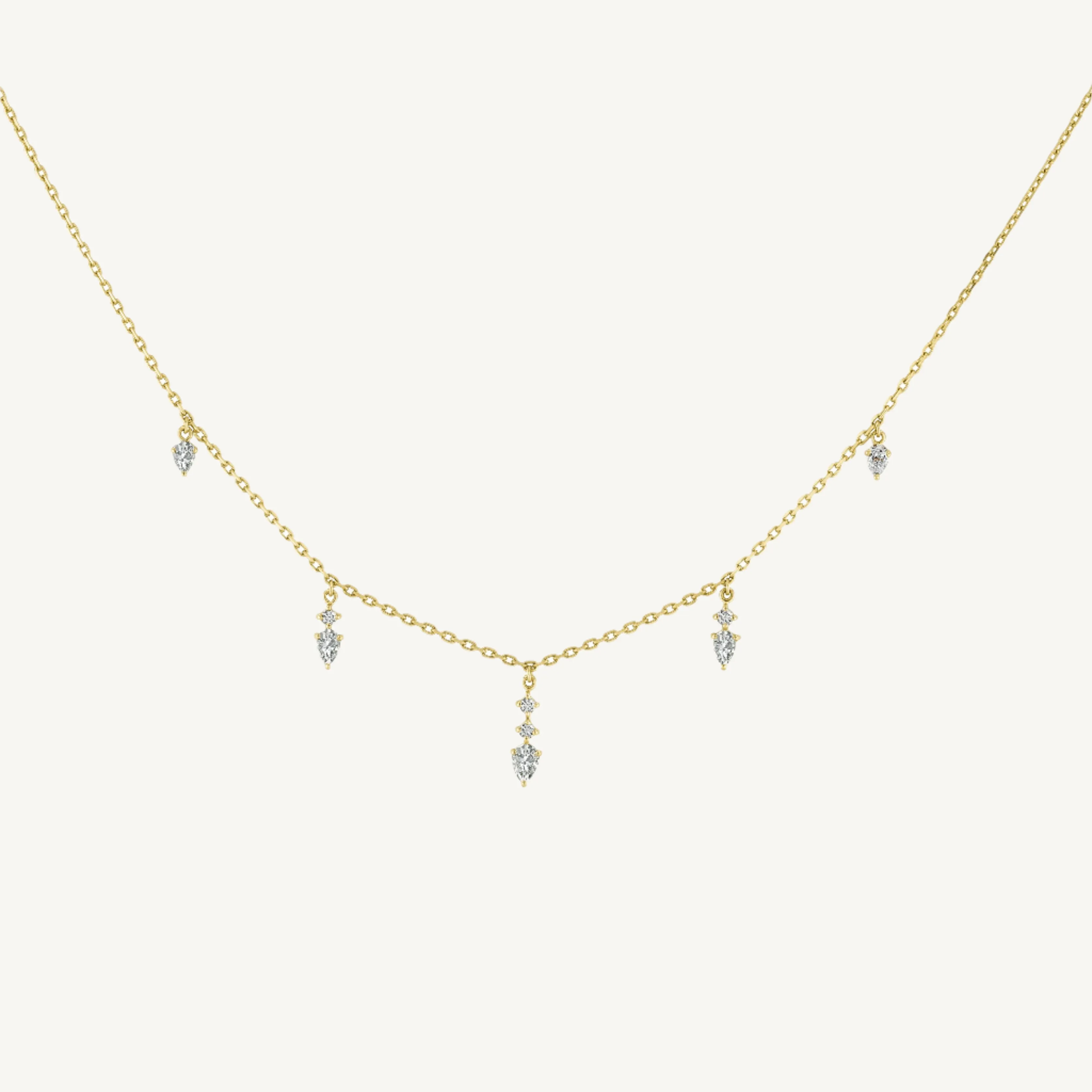 Dangling Round and Pear Diamond Choker