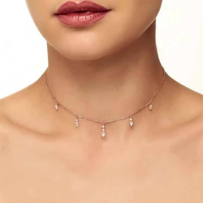 Dangling Round and Pear Diamond Choker