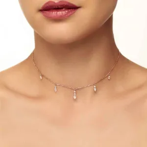 Dangling Round and Pear Diamond Choker