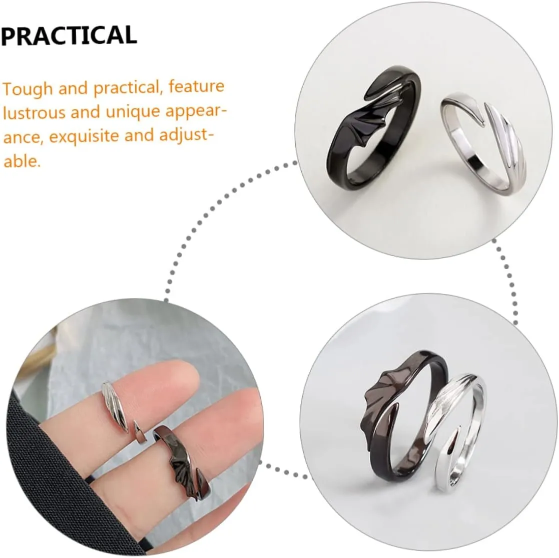 Devil Ring for Women Ring for Men Stackable Rings for Women Zinc Alloy Adjustable Rings for Women