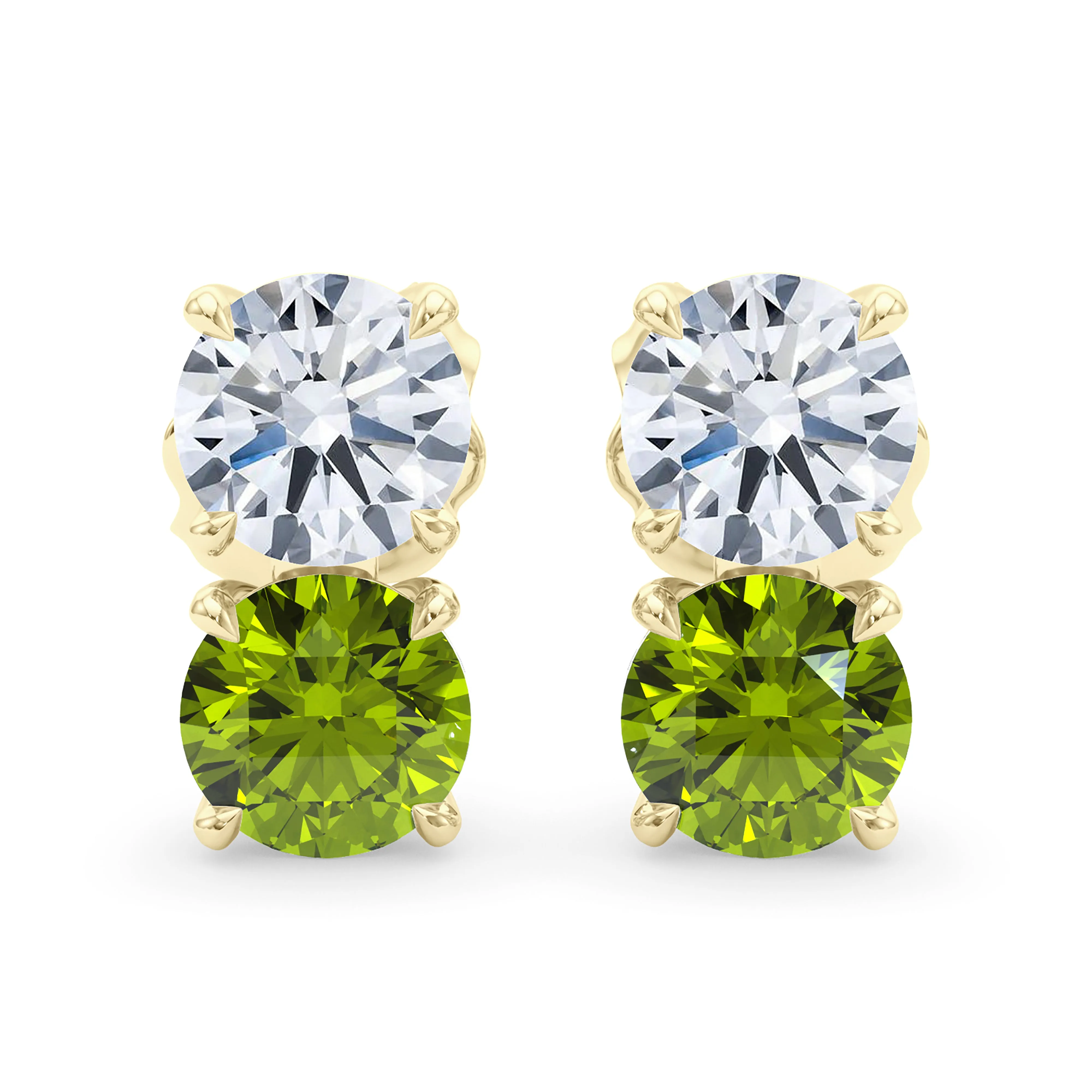 Double Diamond & Birthstone Earring