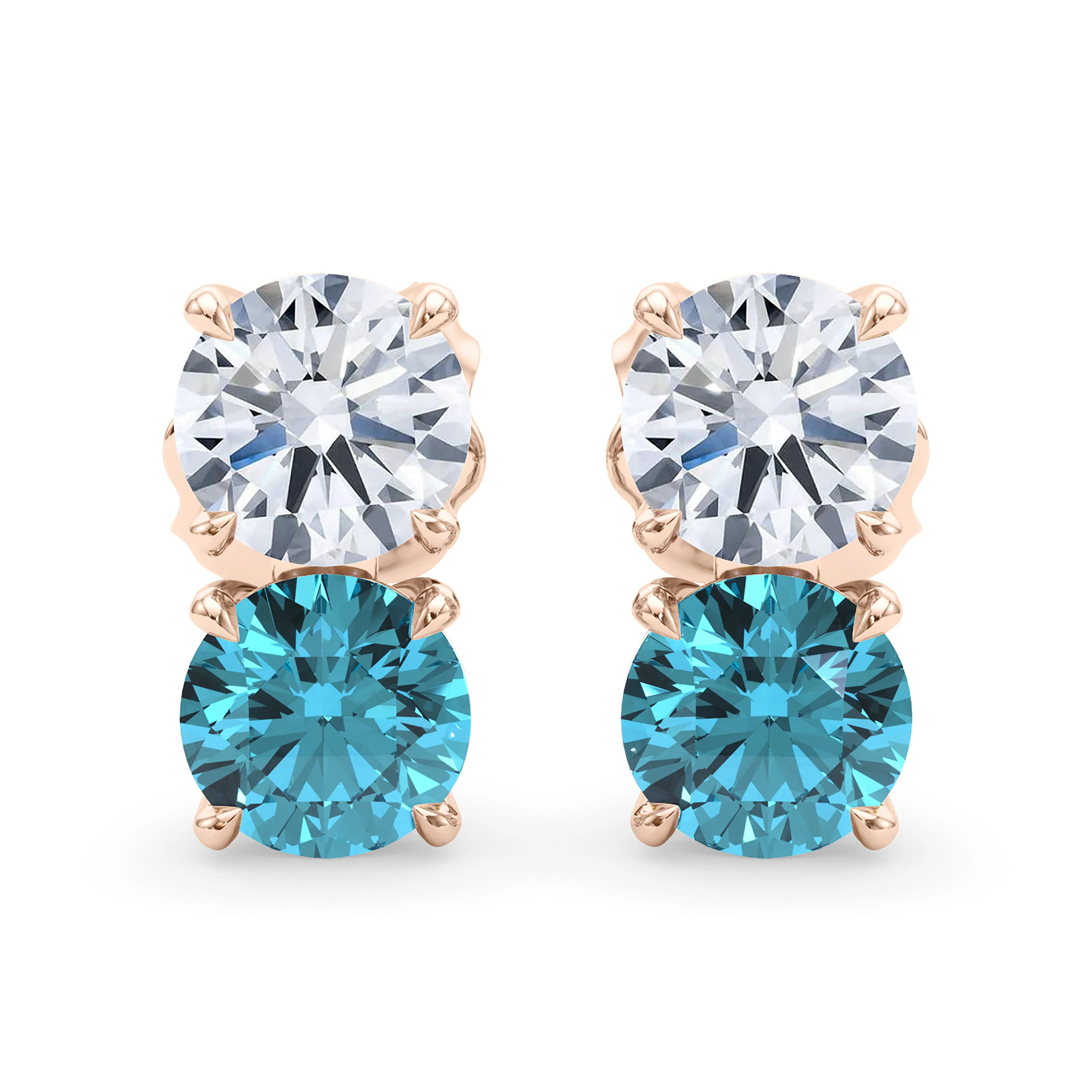 Double Diamond & Birthstone Earring