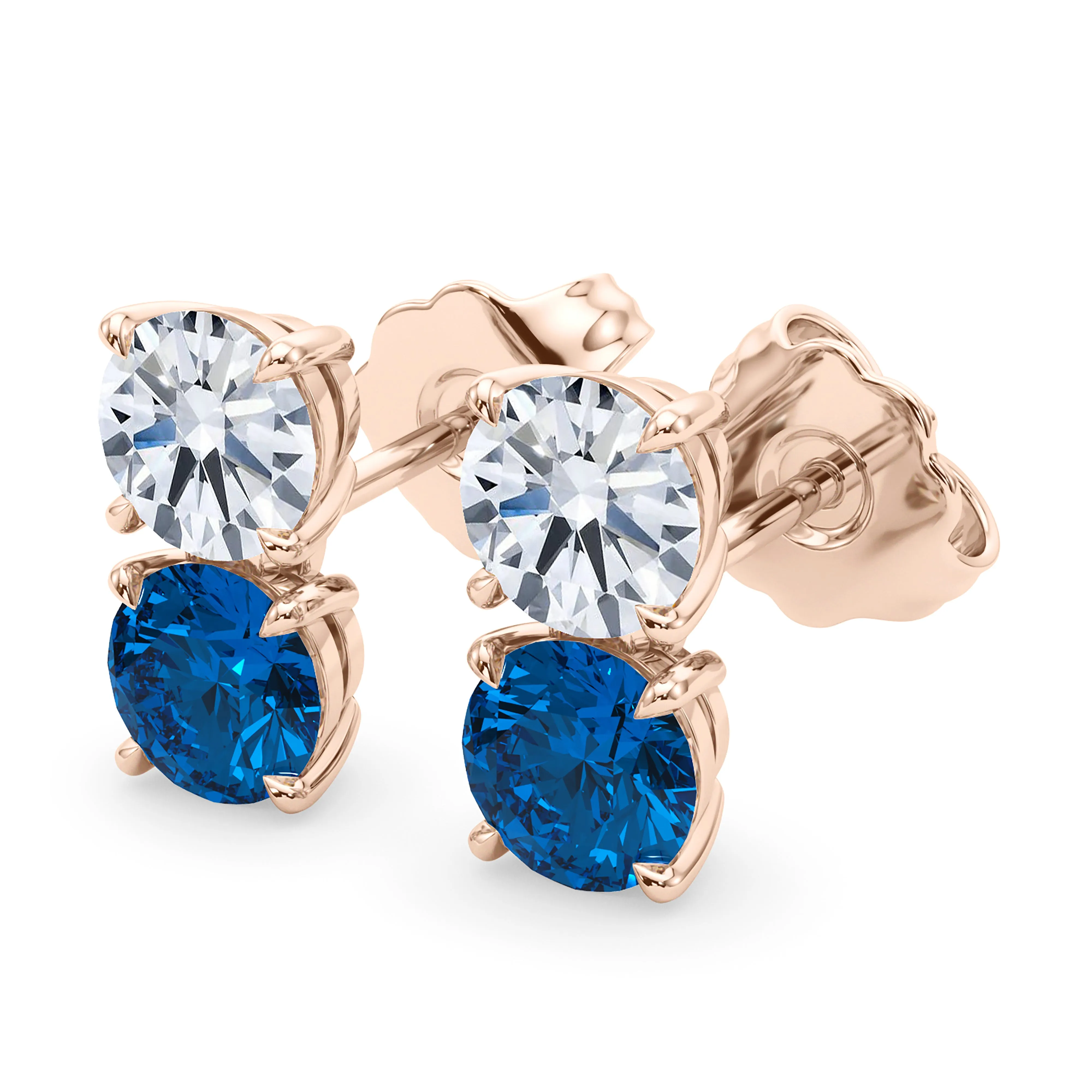 Double Diamond & Birthstone Earring