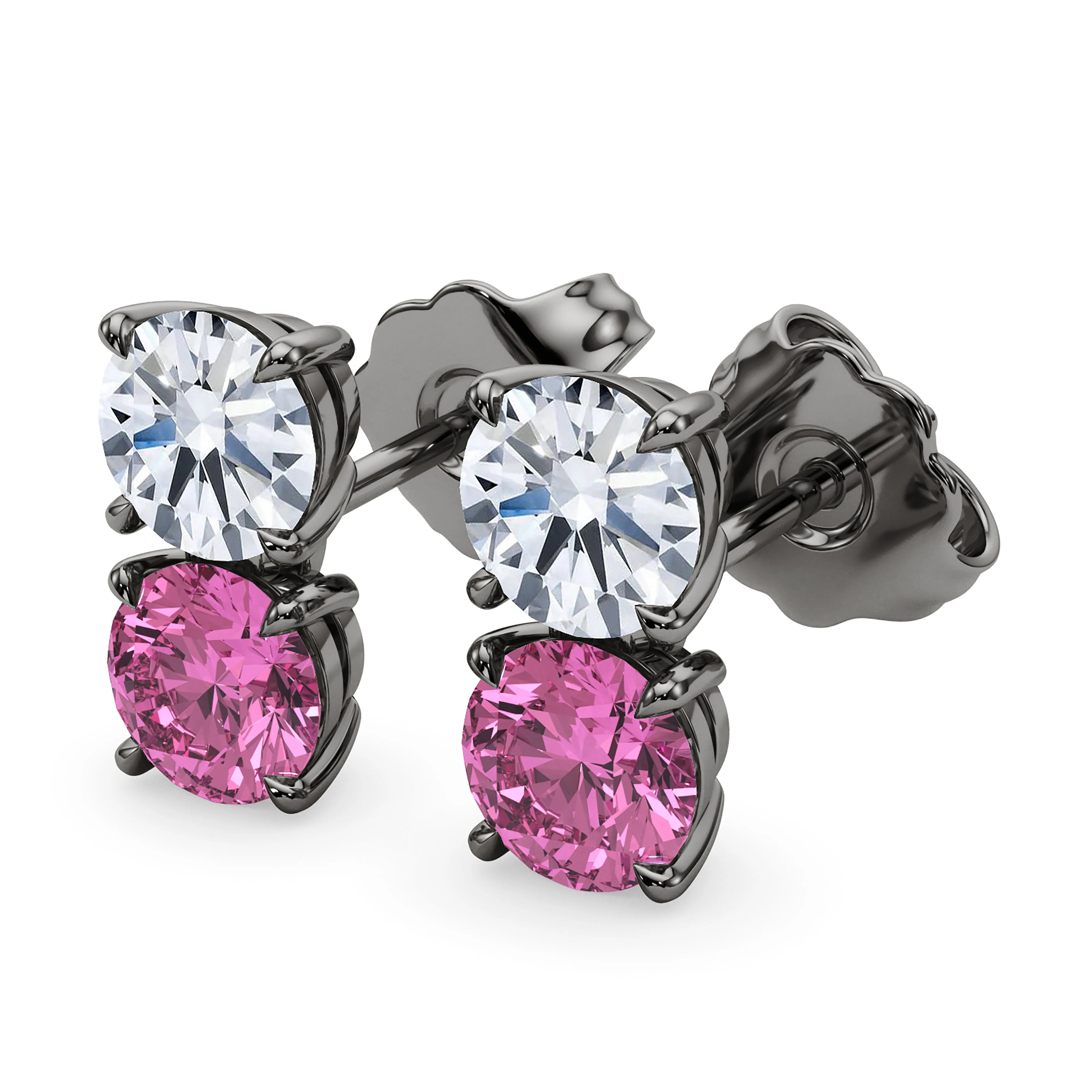 Double Diamond & Birthstone Earring