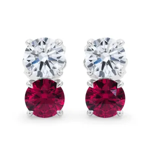 Double Diamond & Birthstone Earring