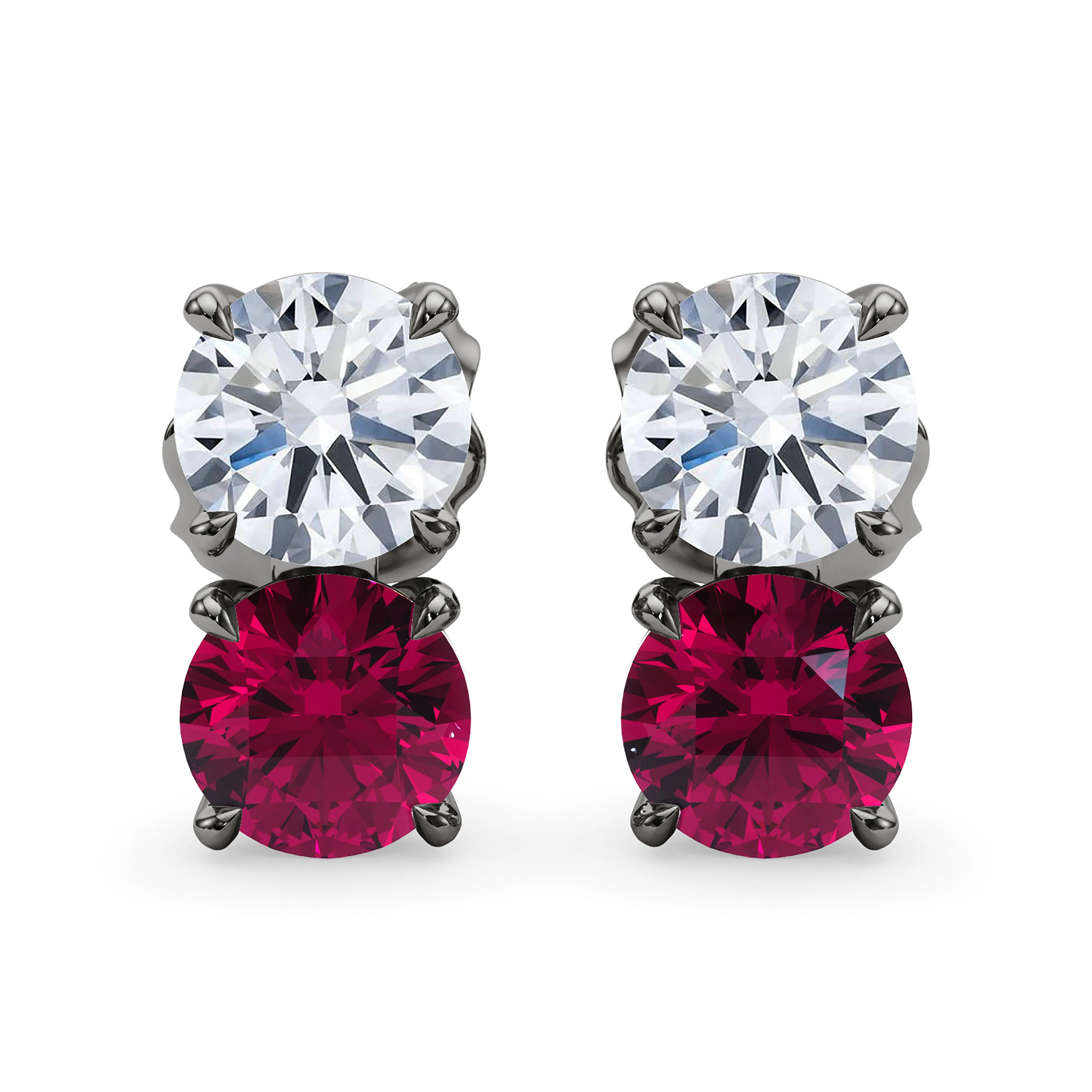 Double Diamond & Birthstone Earring