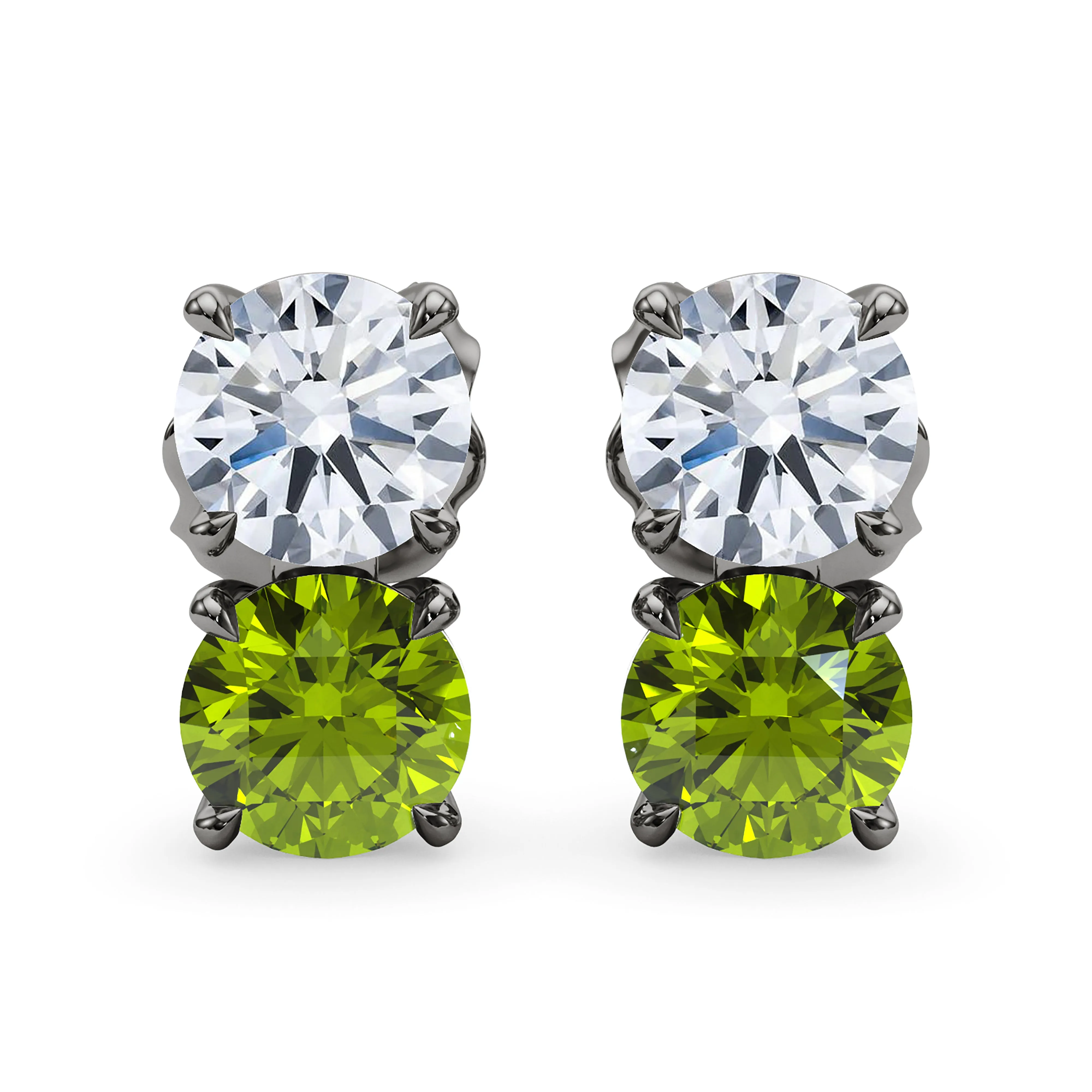 Double Diamond & Birthstone Earring
