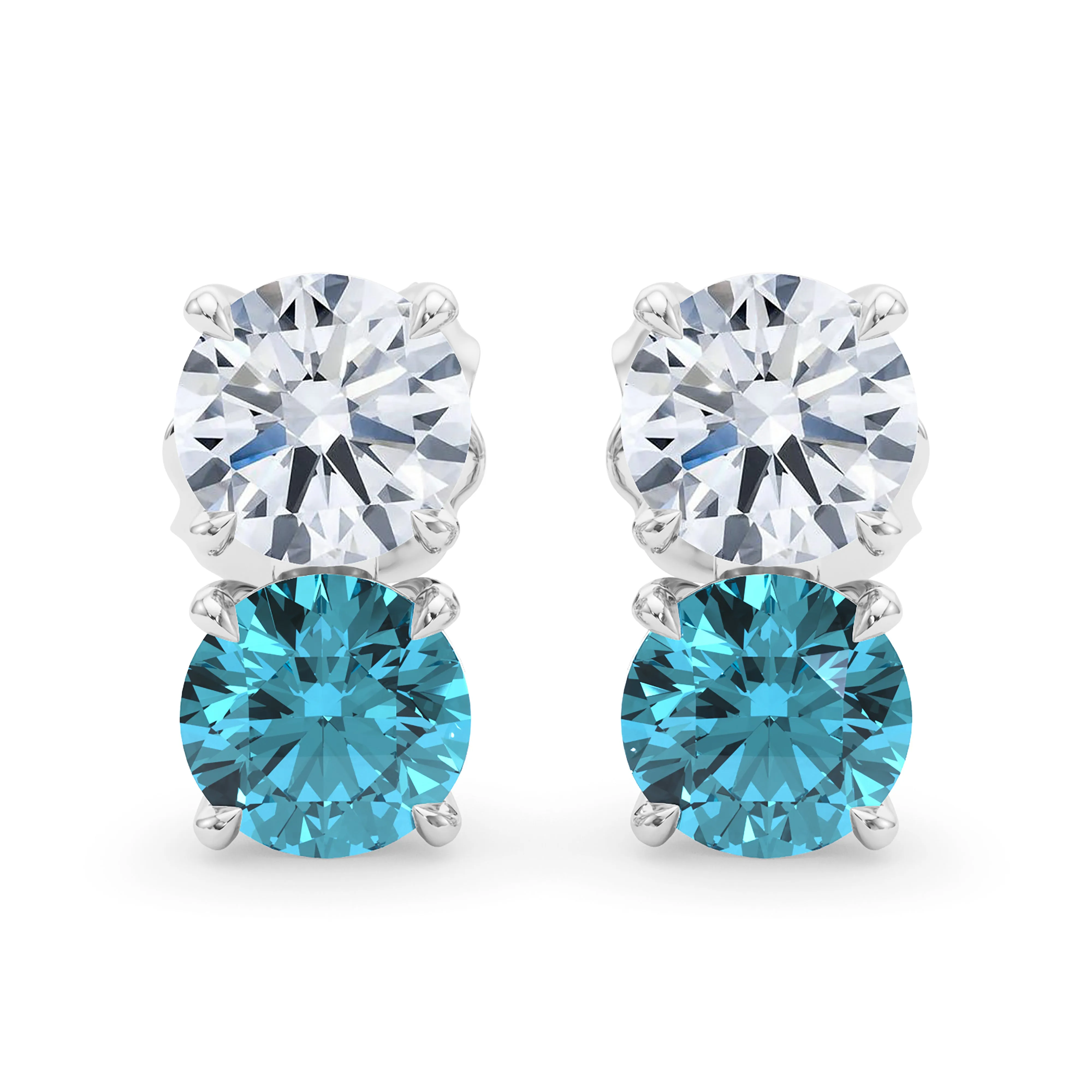 Double Diamond & Birthstone Earring
