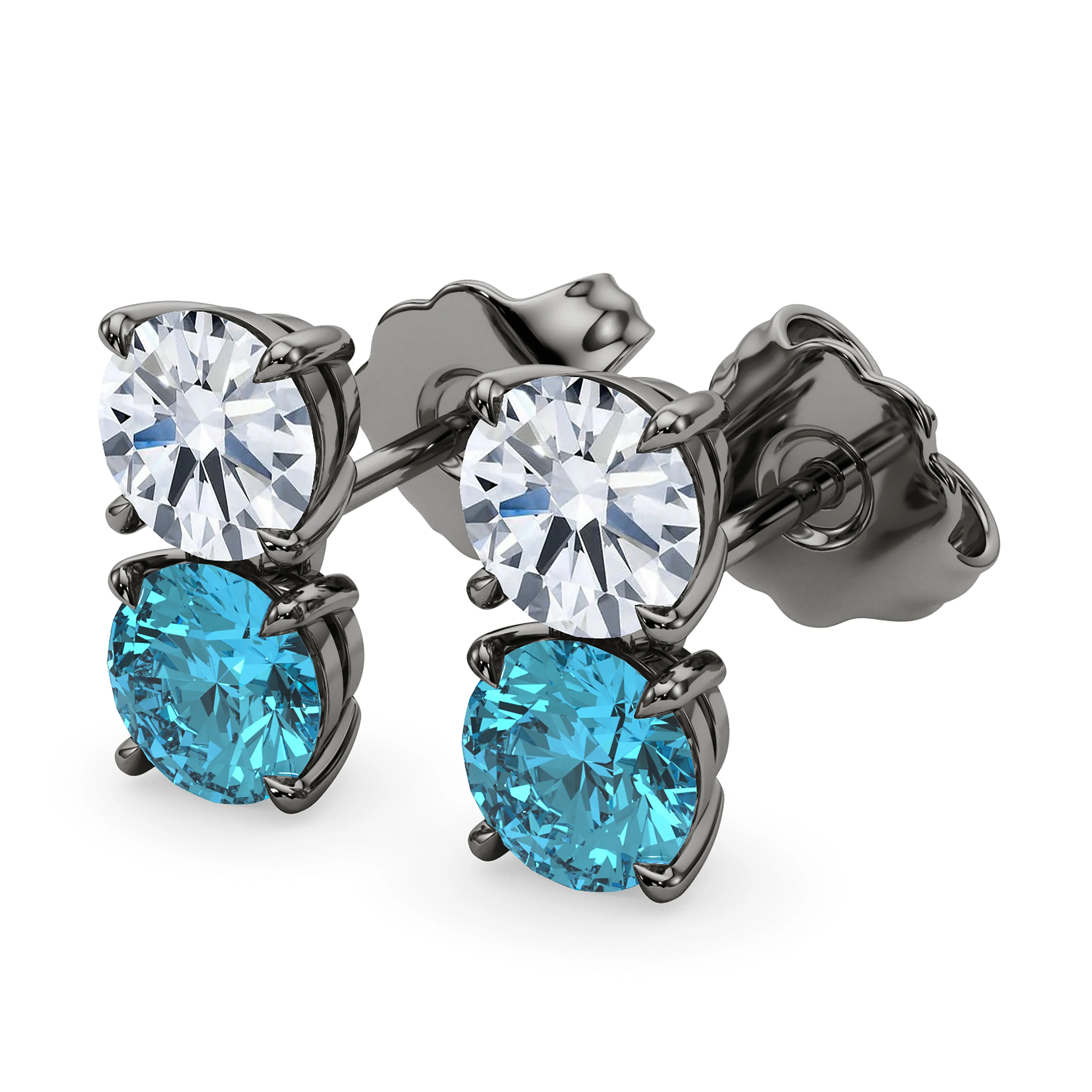 Double Diamond & Birthstone Earring
