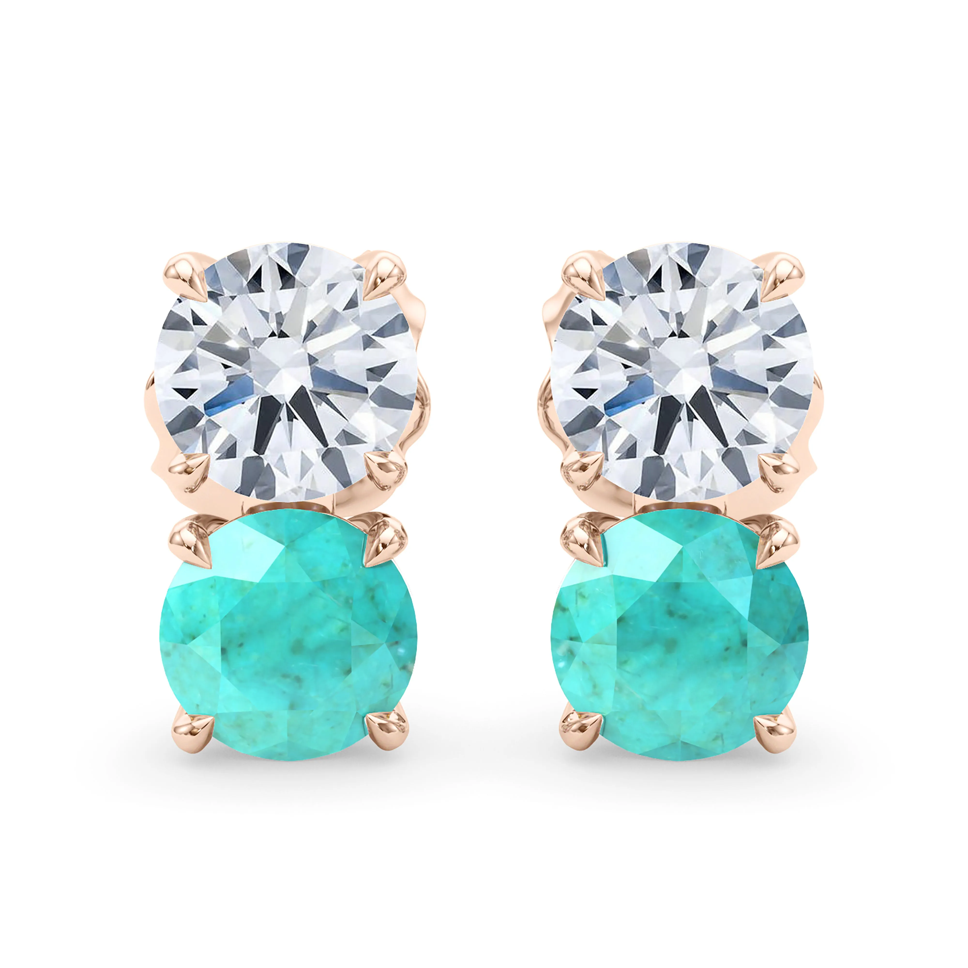 Double Diamond & Birthstone Earring