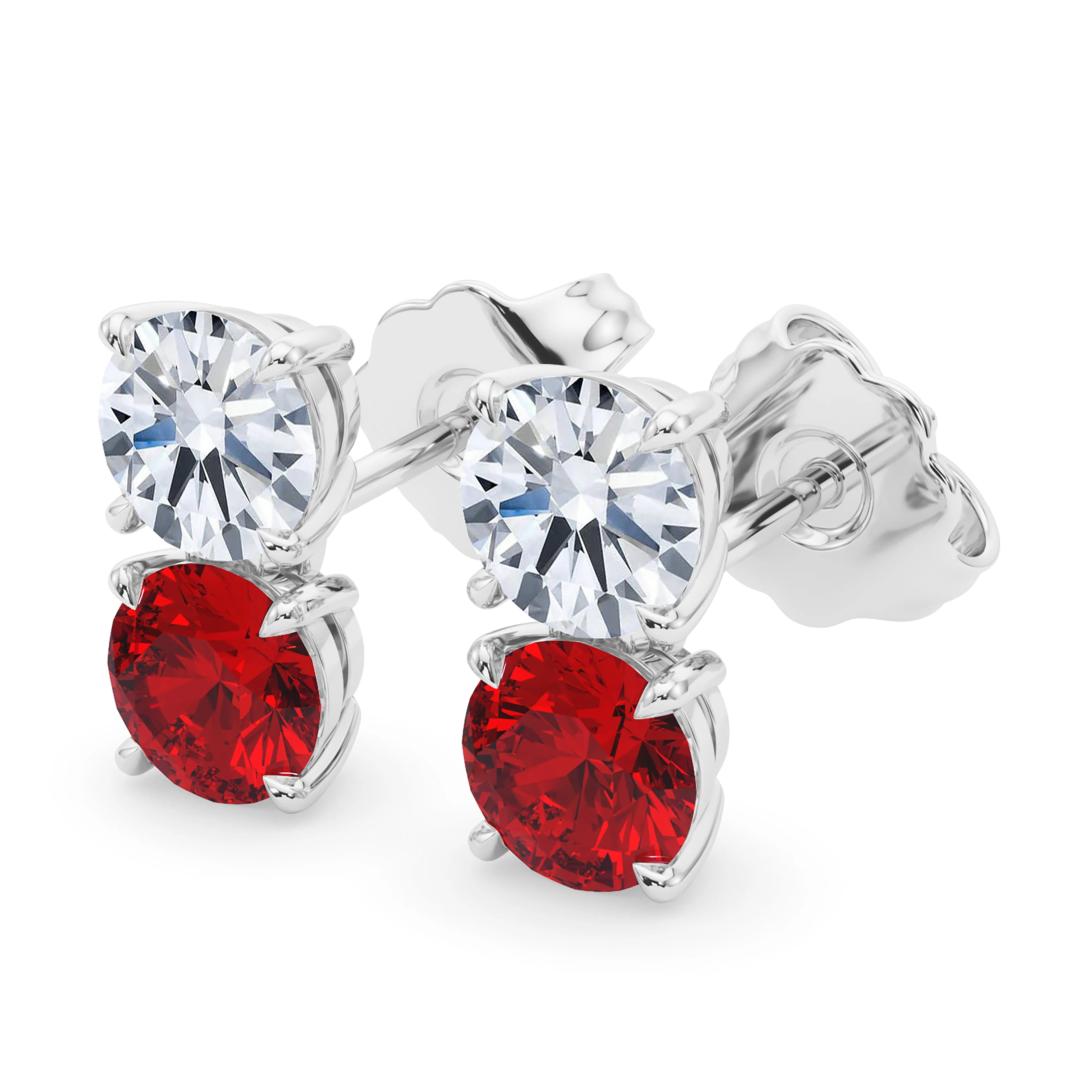 Double Diamond & Birthstone Earring