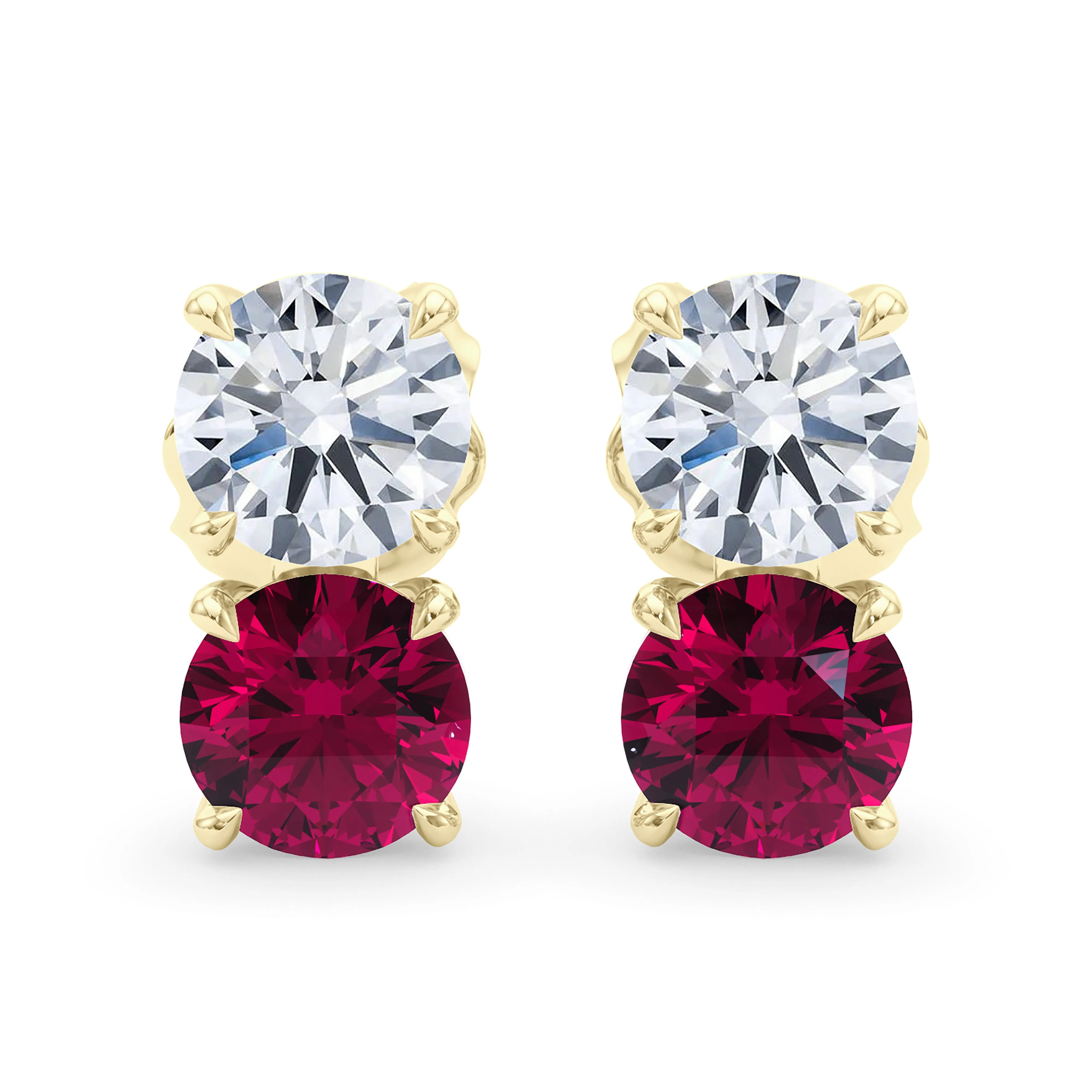 Double Diamond & Birthstone Earring