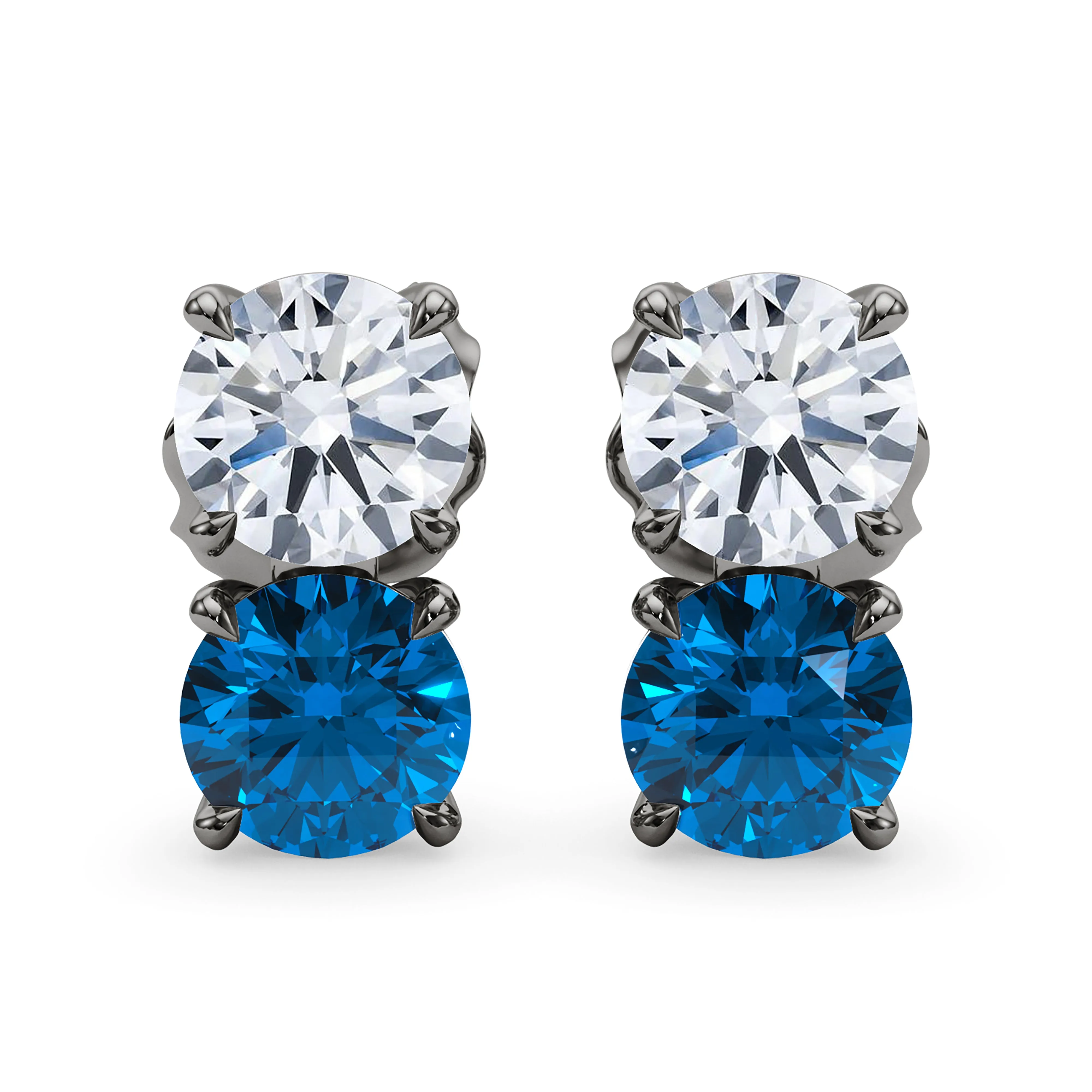 Double Diamond & Birthstone Earring