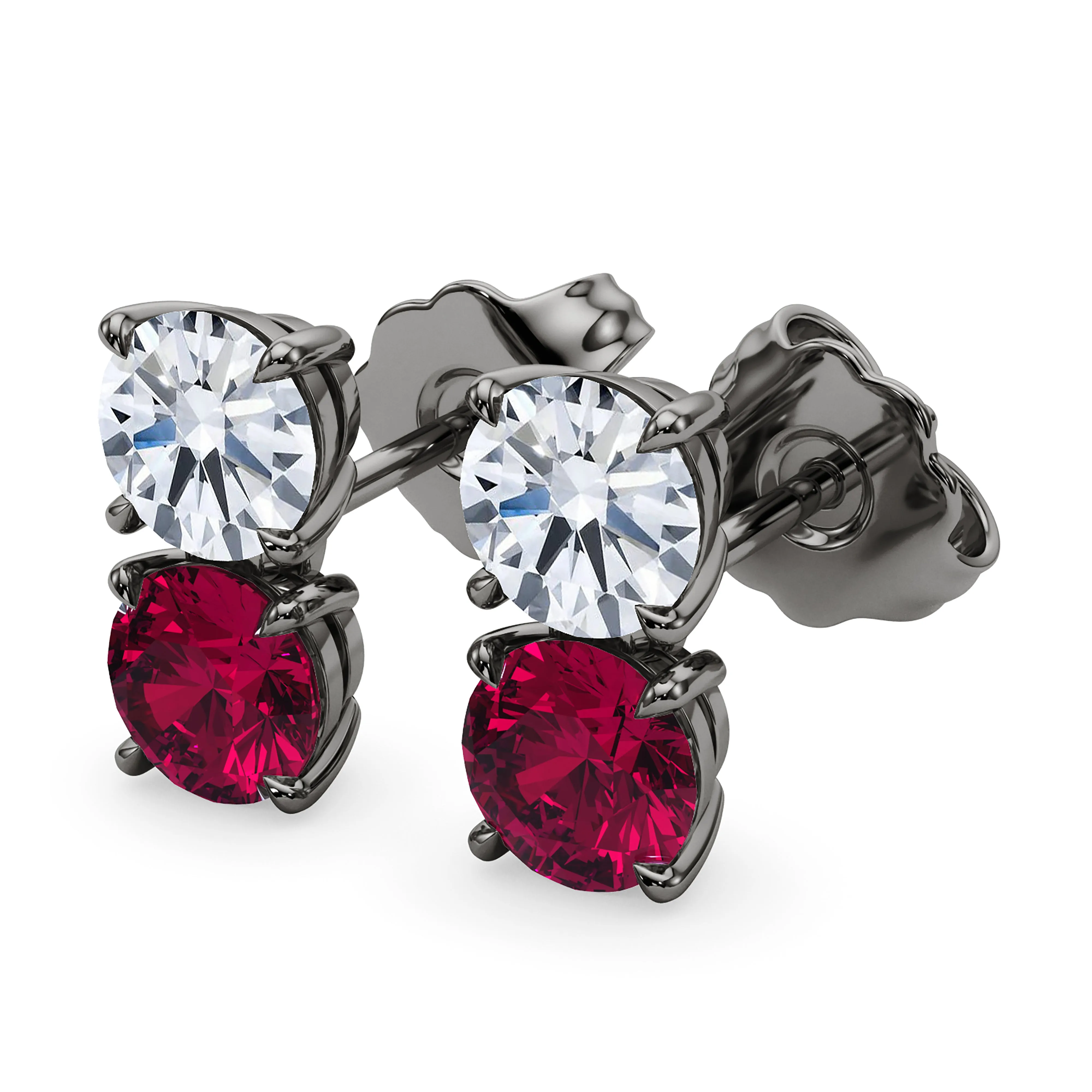 Double Diamond & Birthstone Earring