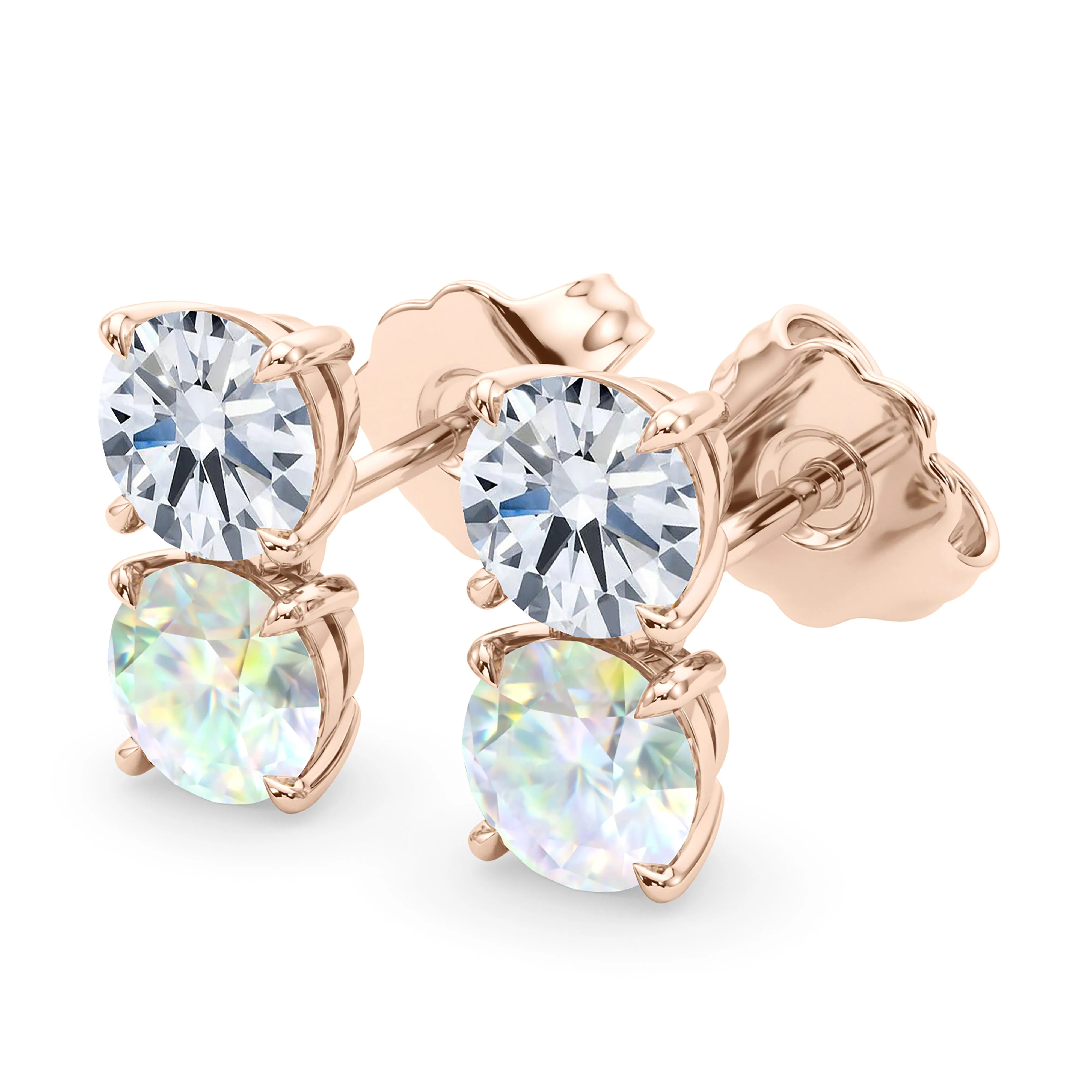 Double Diamond & Birthstone Earring