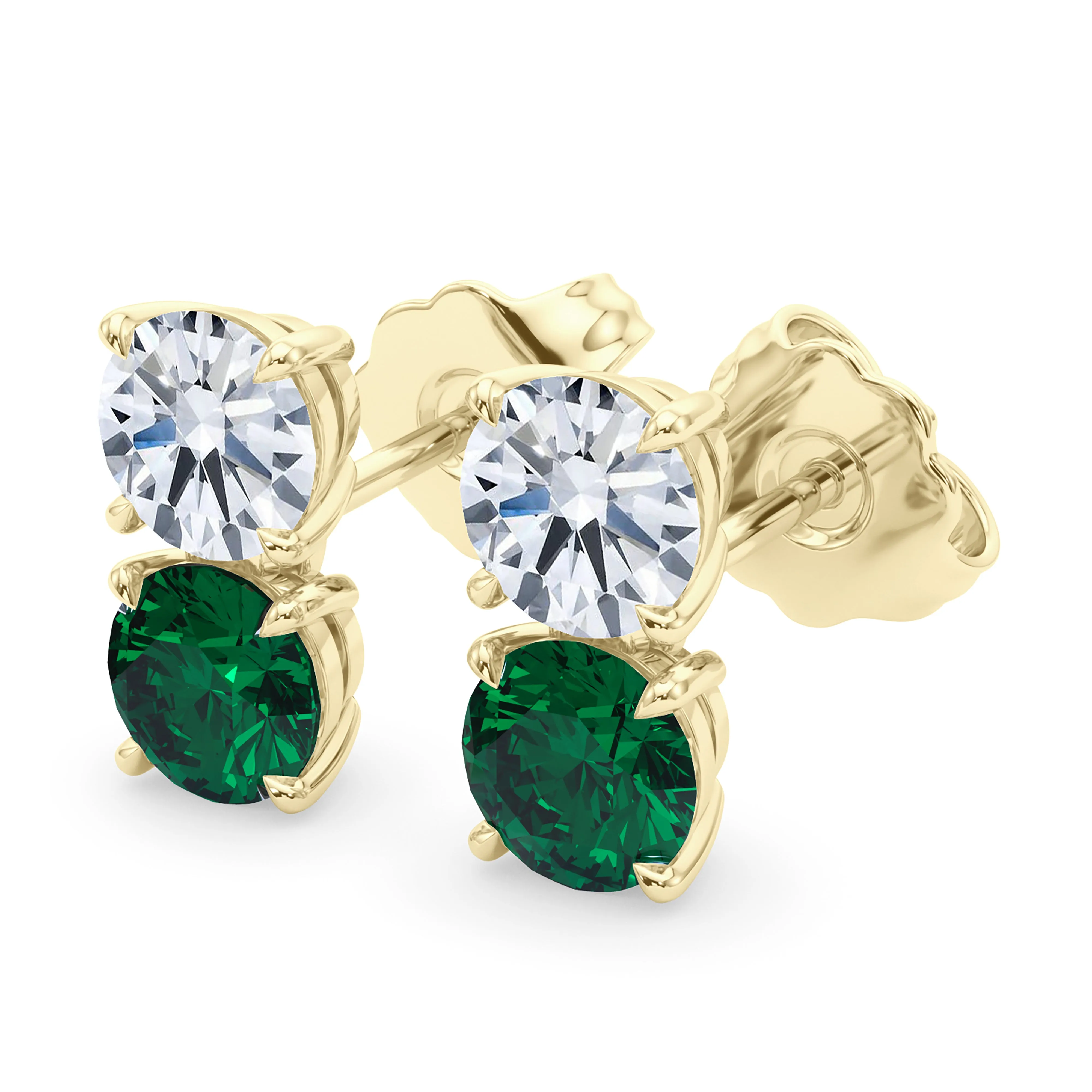 Double Diamond & Birthstone Earring