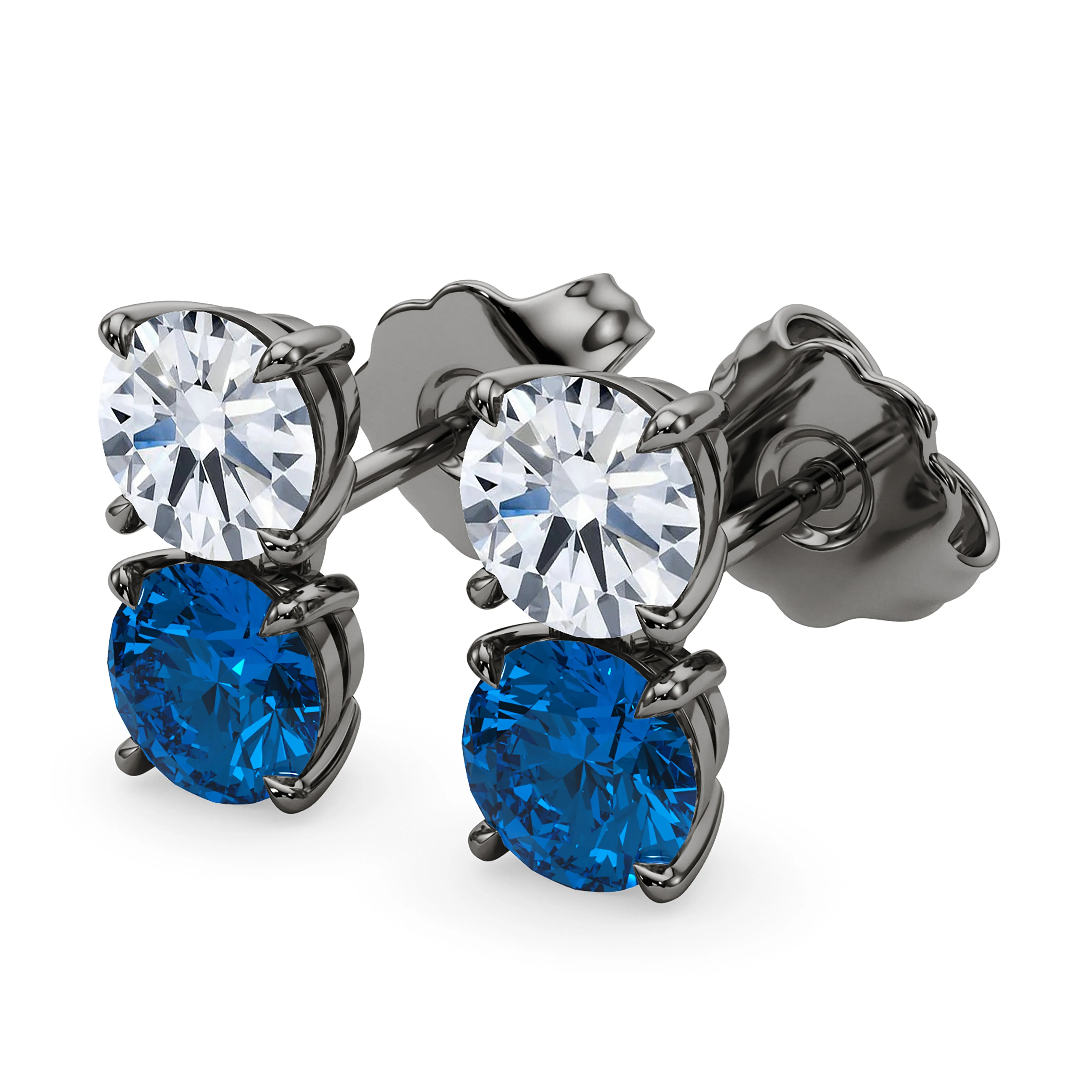 Double Diamond & Birthstone Earring