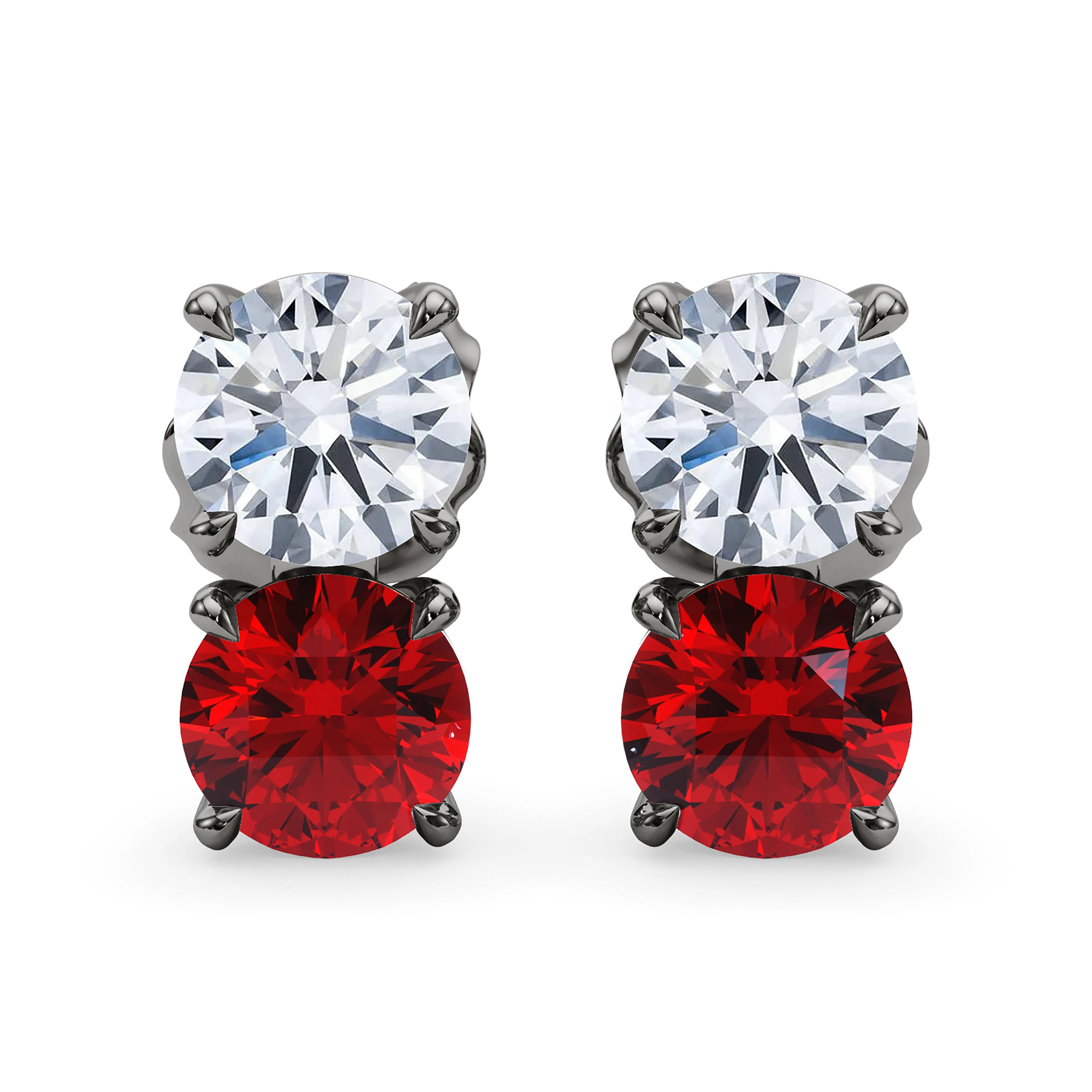 Double Diamond & Birthstone Earring