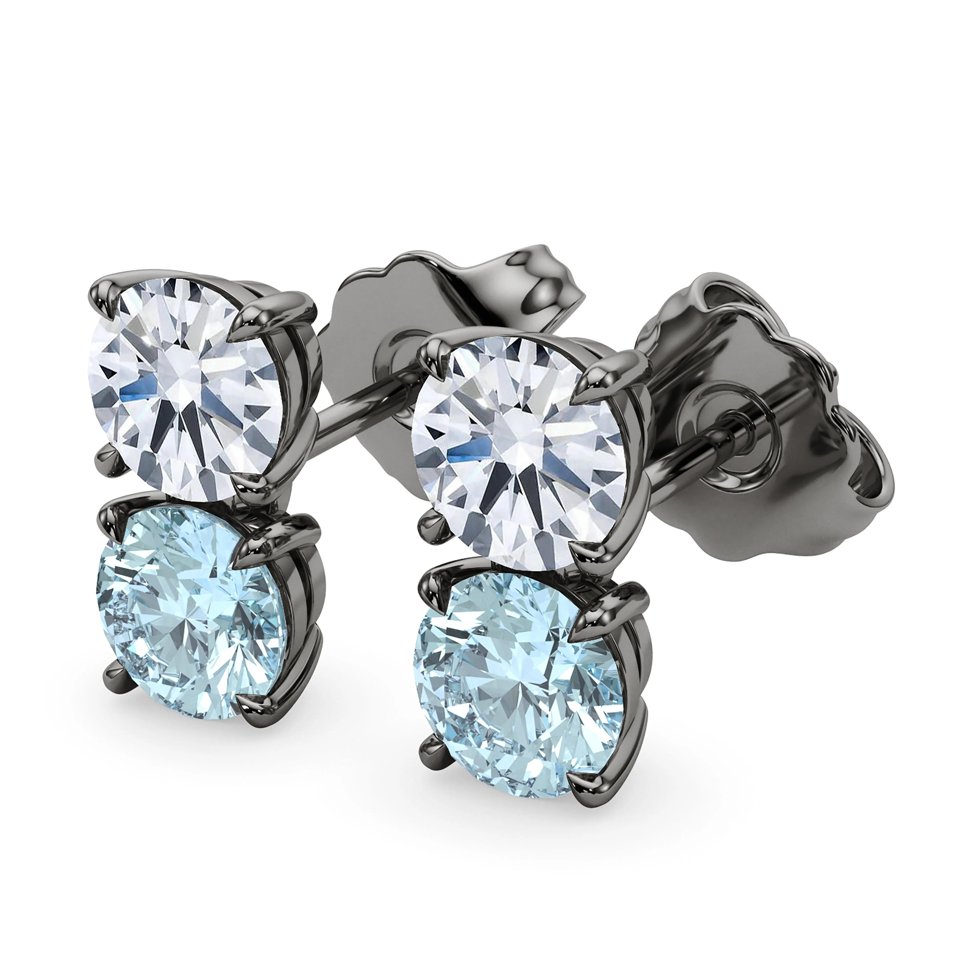 Double Diamond & Birthstone Earring