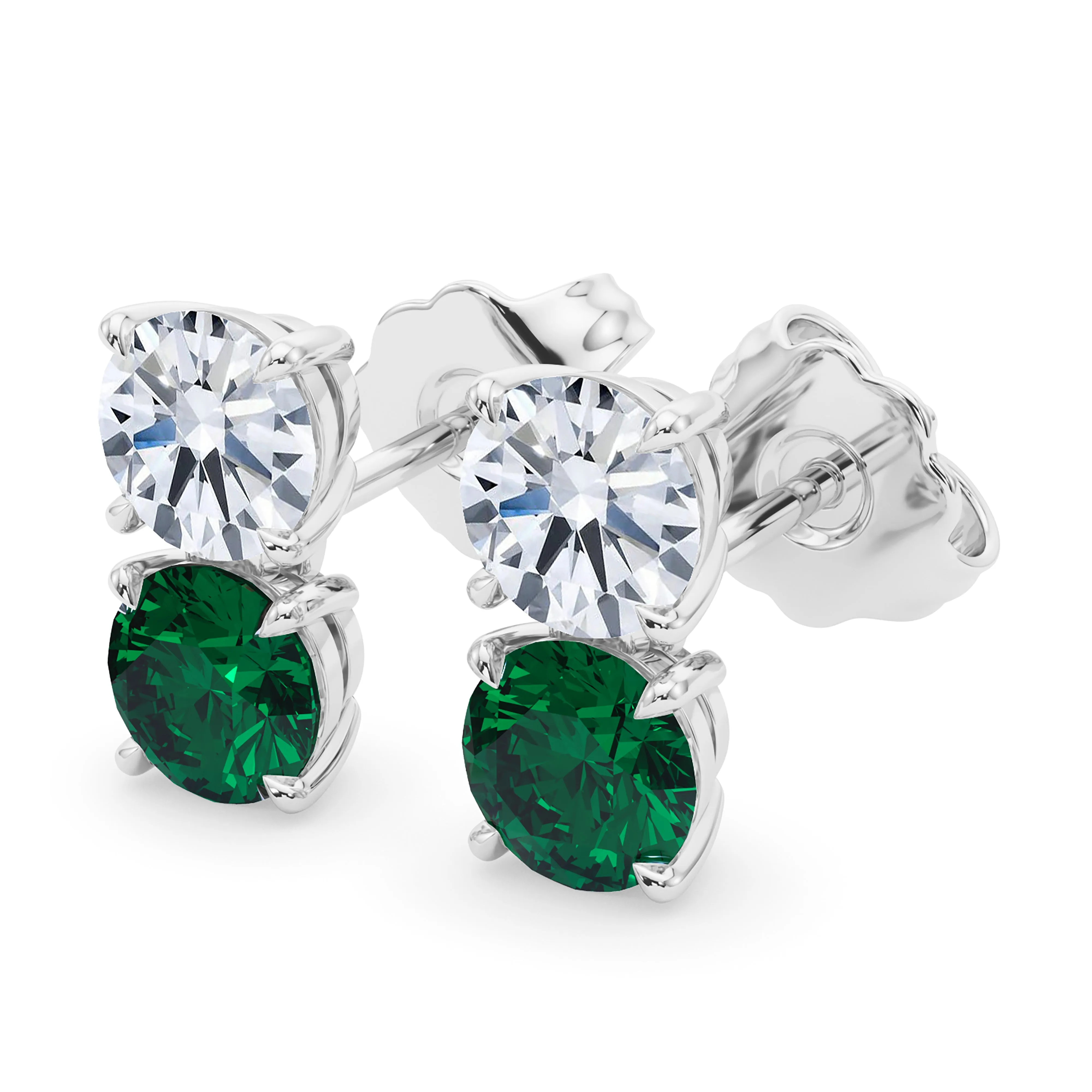 Double Diamond & Birthstone Earring