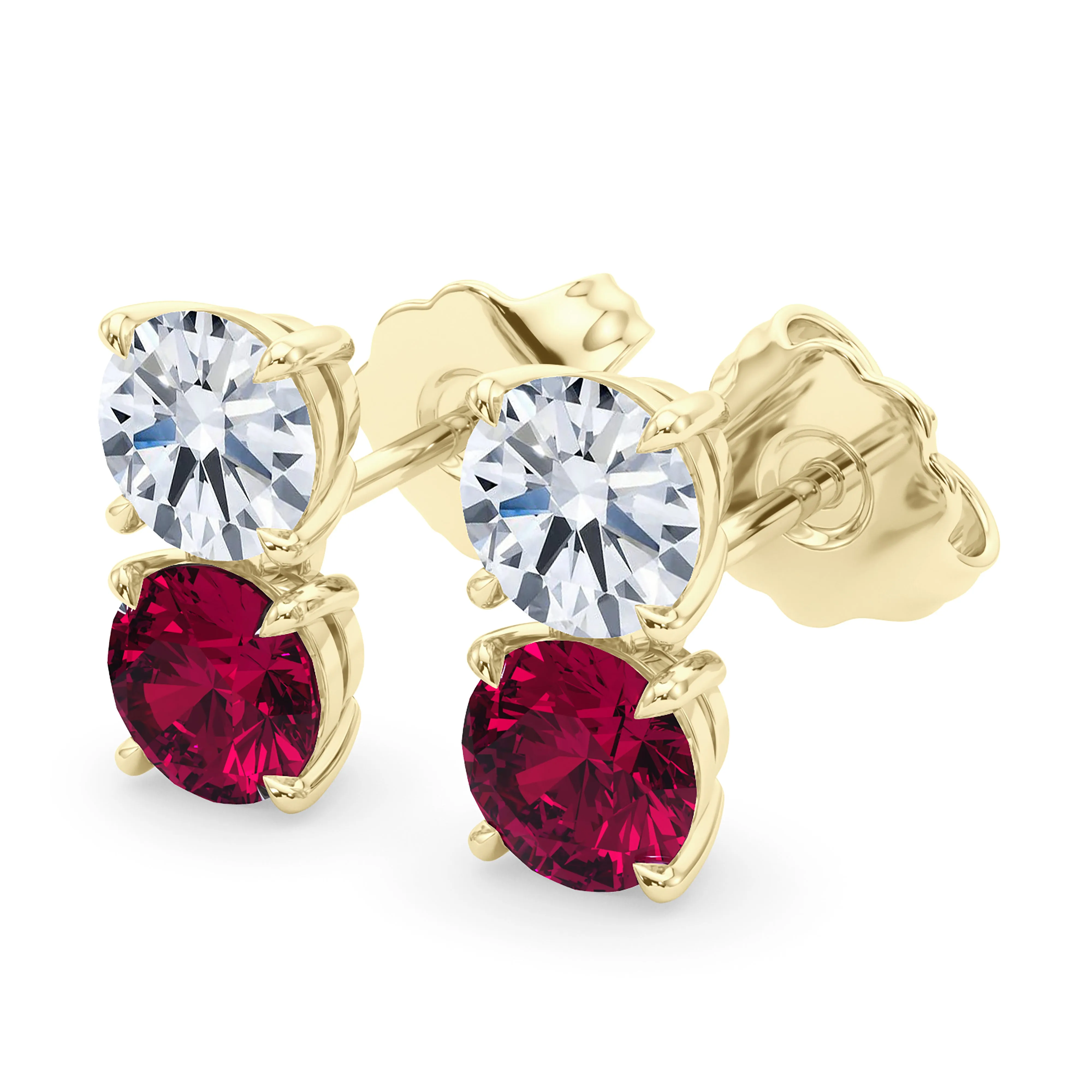 Double Diamond & Birthstone Earring