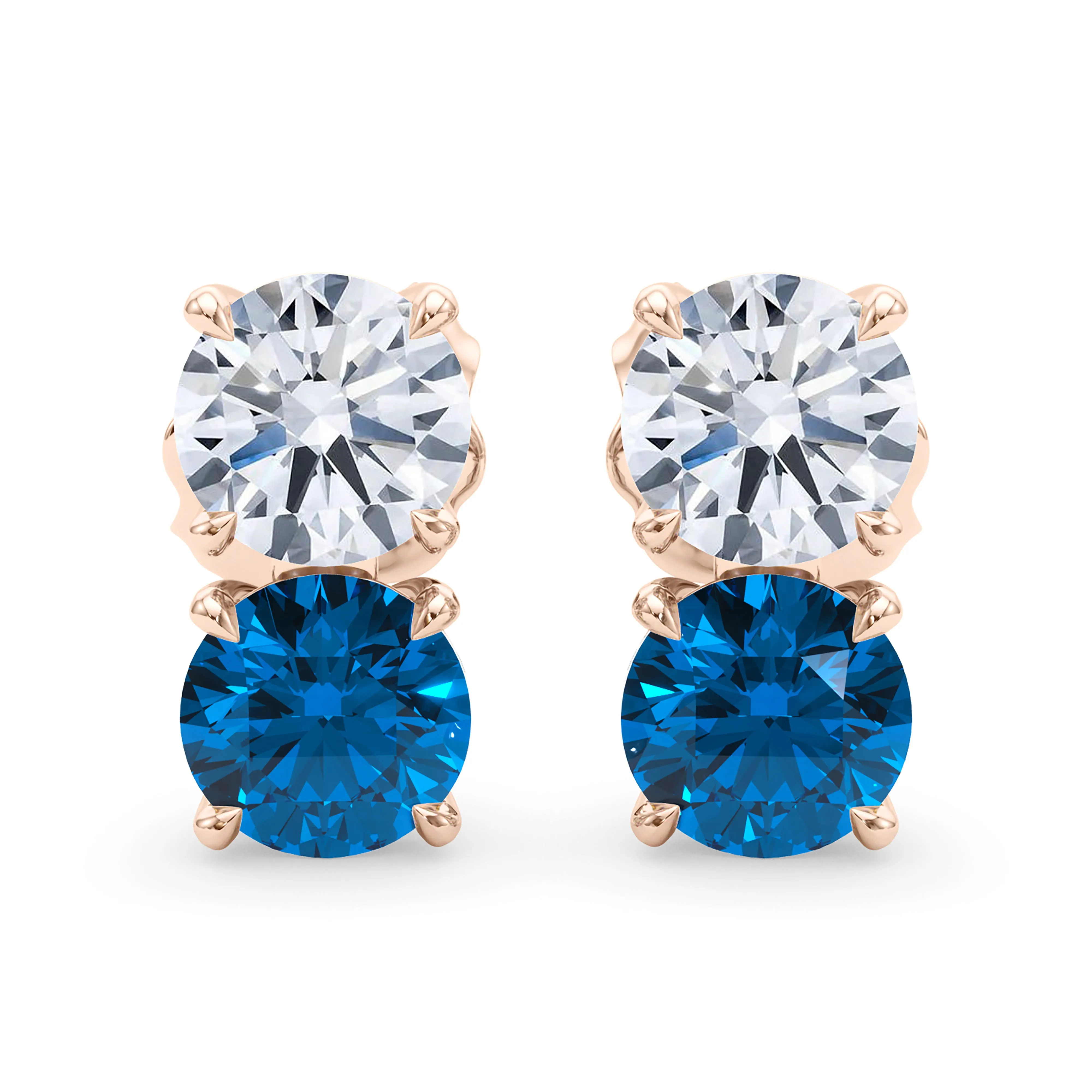 Double Diamond & Birthstone Earring