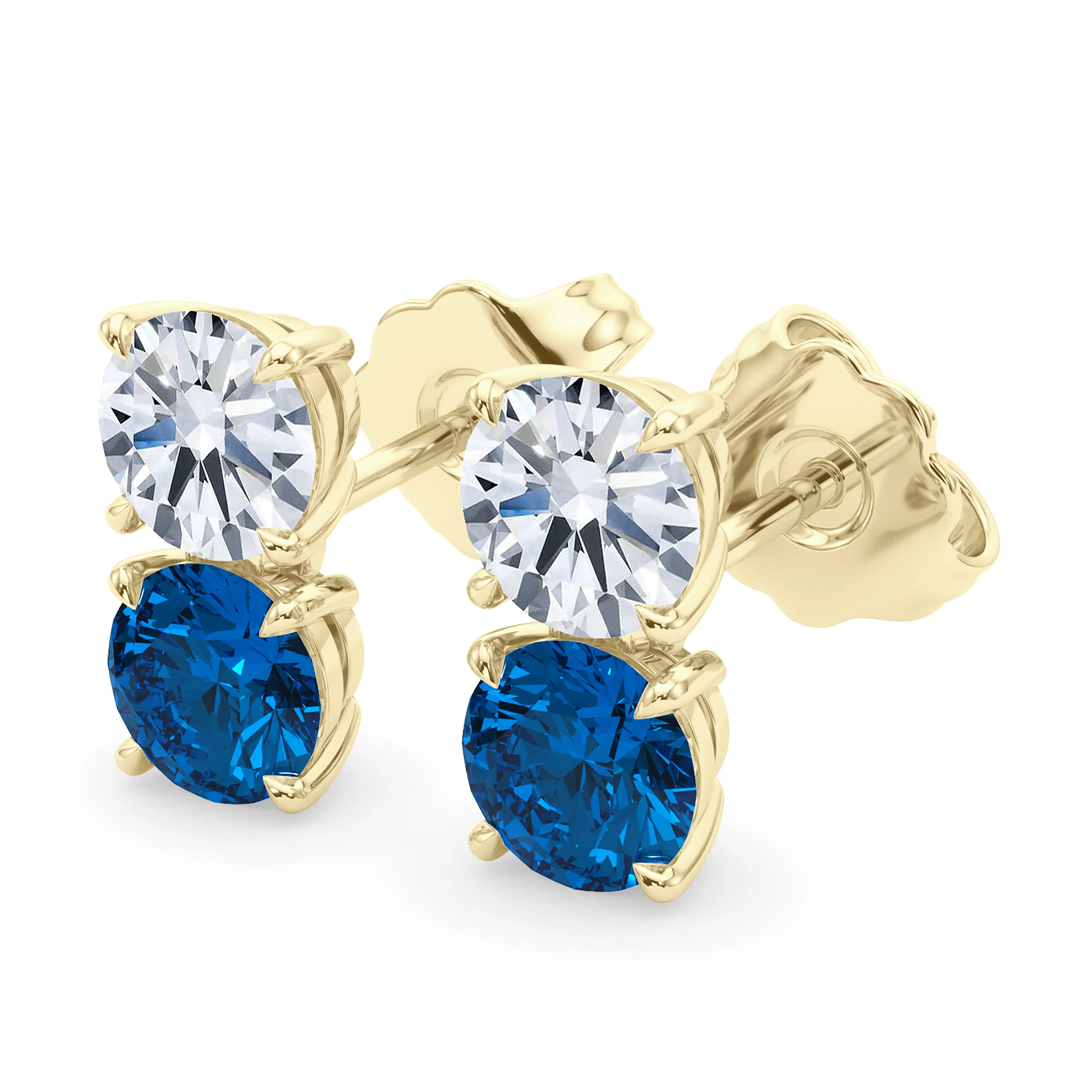 Double Diamond & Birthstone Earring