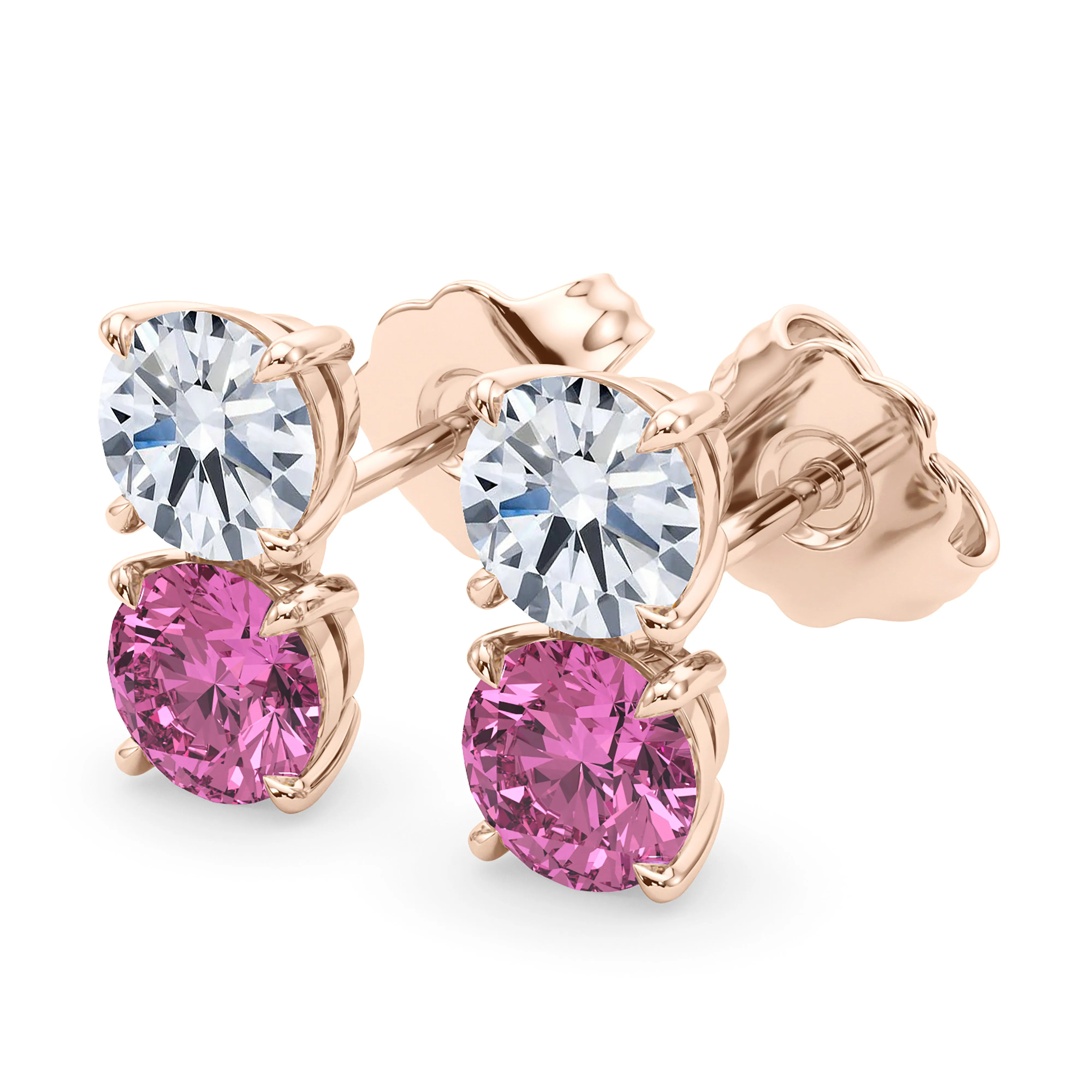 Double Diamond & Birthstone Earring