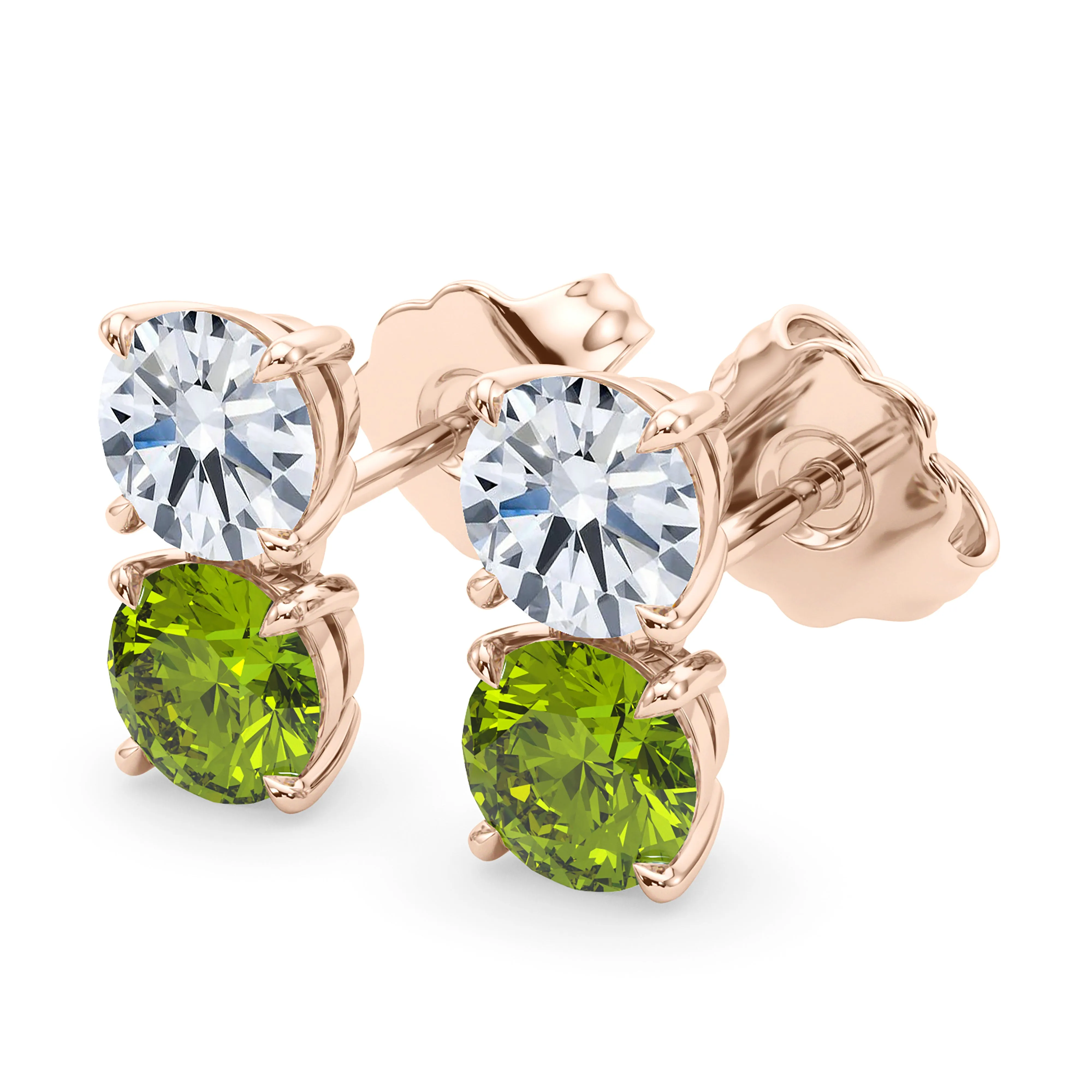 Double Diamond & Birthstone Earring
