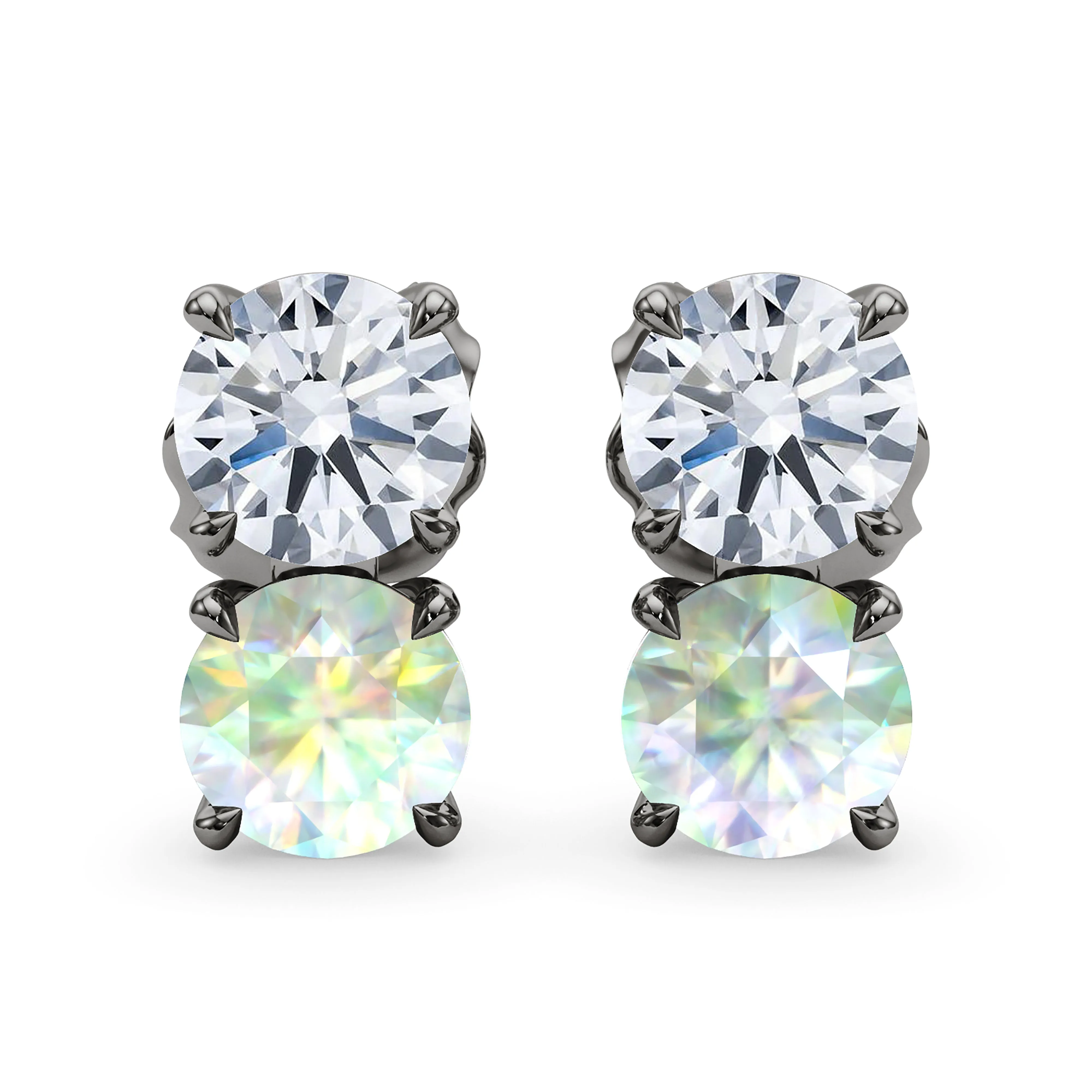 Double Diamond & Birthstone Earring